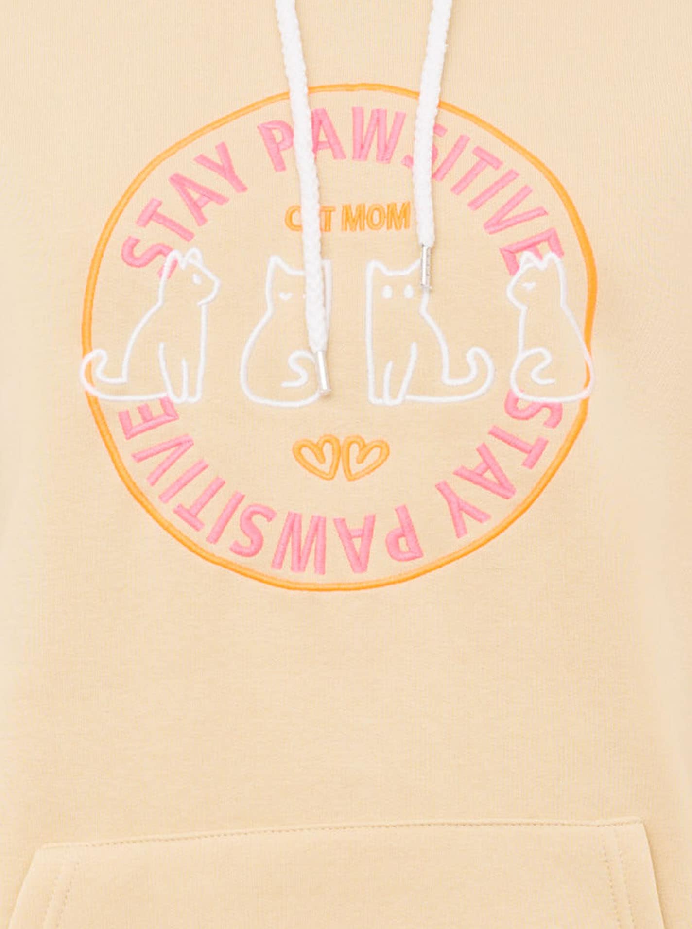 Zwillingsherz Hoodie »"Cat Mom"«, mit aufgesticktem Katzenmotiv und Kontrastnähten
