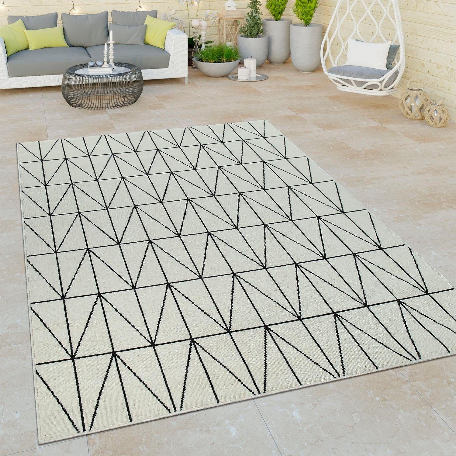 Paco Home Teppich »Brugge modernes rechteckig, In- online geeignet Muster, 224«, Flachgewebe, OTTO und gemetrisches bei Outdoor