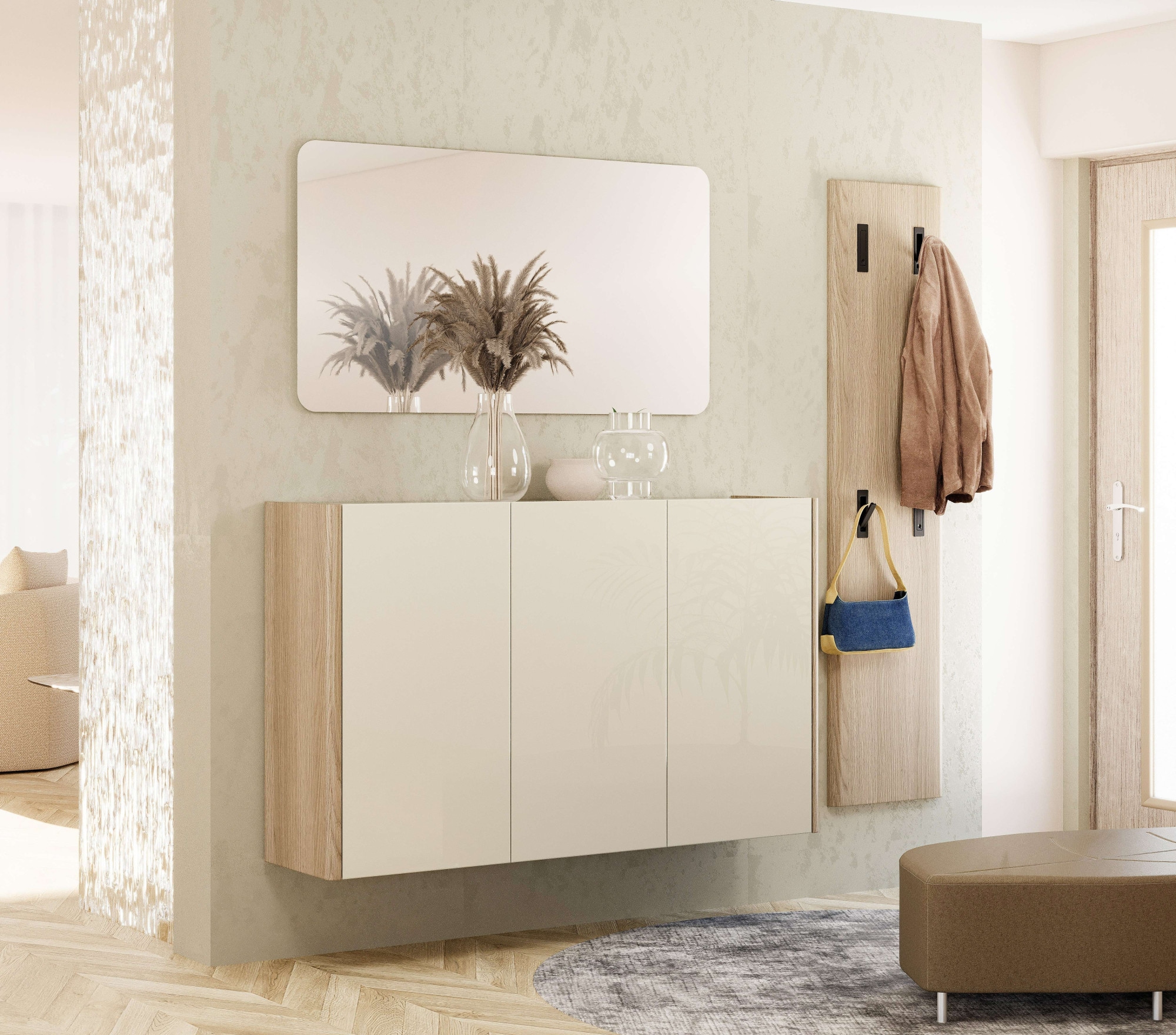 Home affaire Garderobenpaneel »DILLON, Garderobenwand, Paneel, 4 Klapphaken, Made in Italy,« 1 Stk. tlg. Breite 40 cm, Höhe 170 cm, mit abgerundeten Seiten, Made in Italy