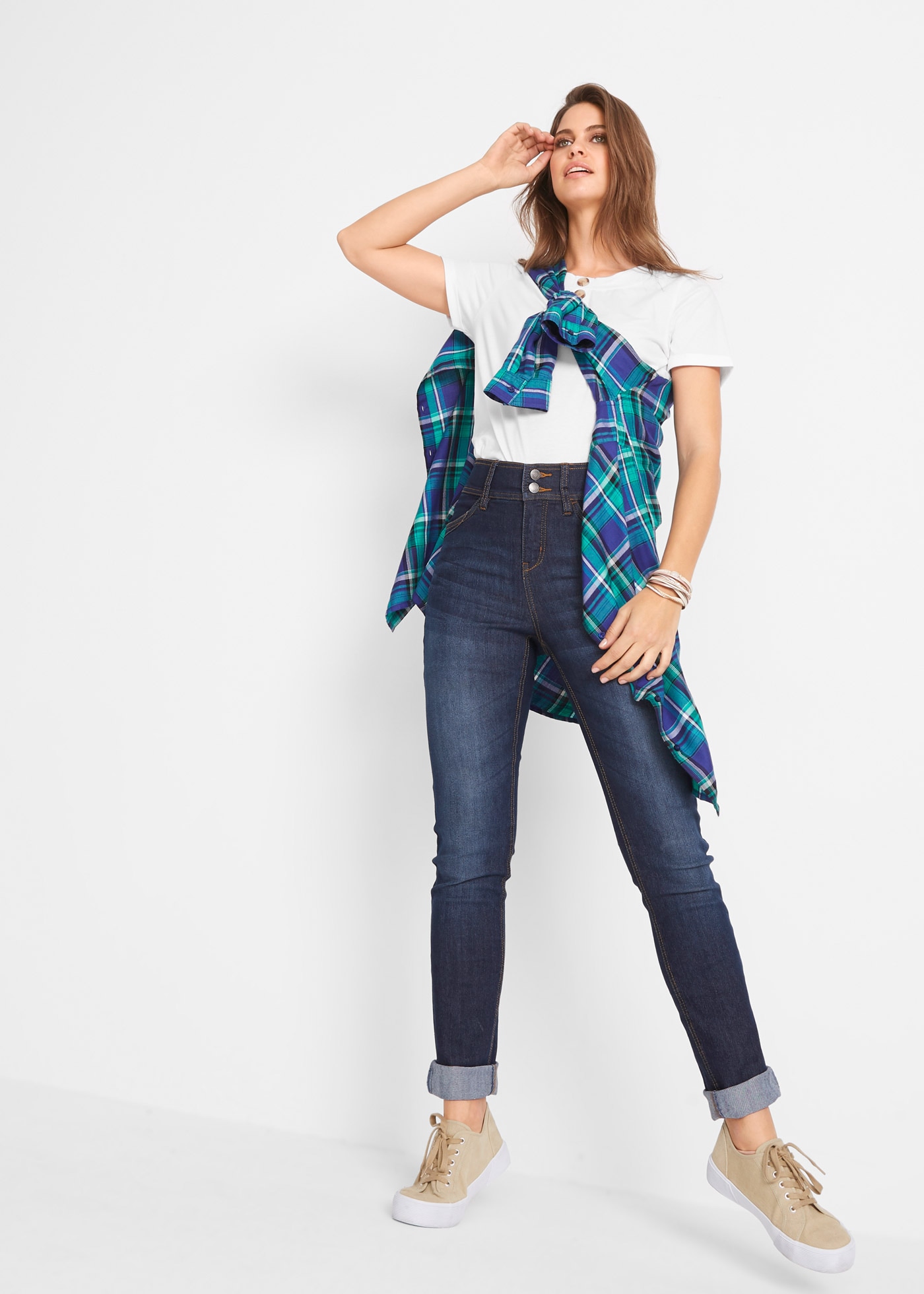 bonprix Slim-fit-Jeans »Slim-Fit-Jeans High Waist, Komfort-Stretch« Skinny fit Passform, mit Eingrifftaschen und Gesäßtaschen