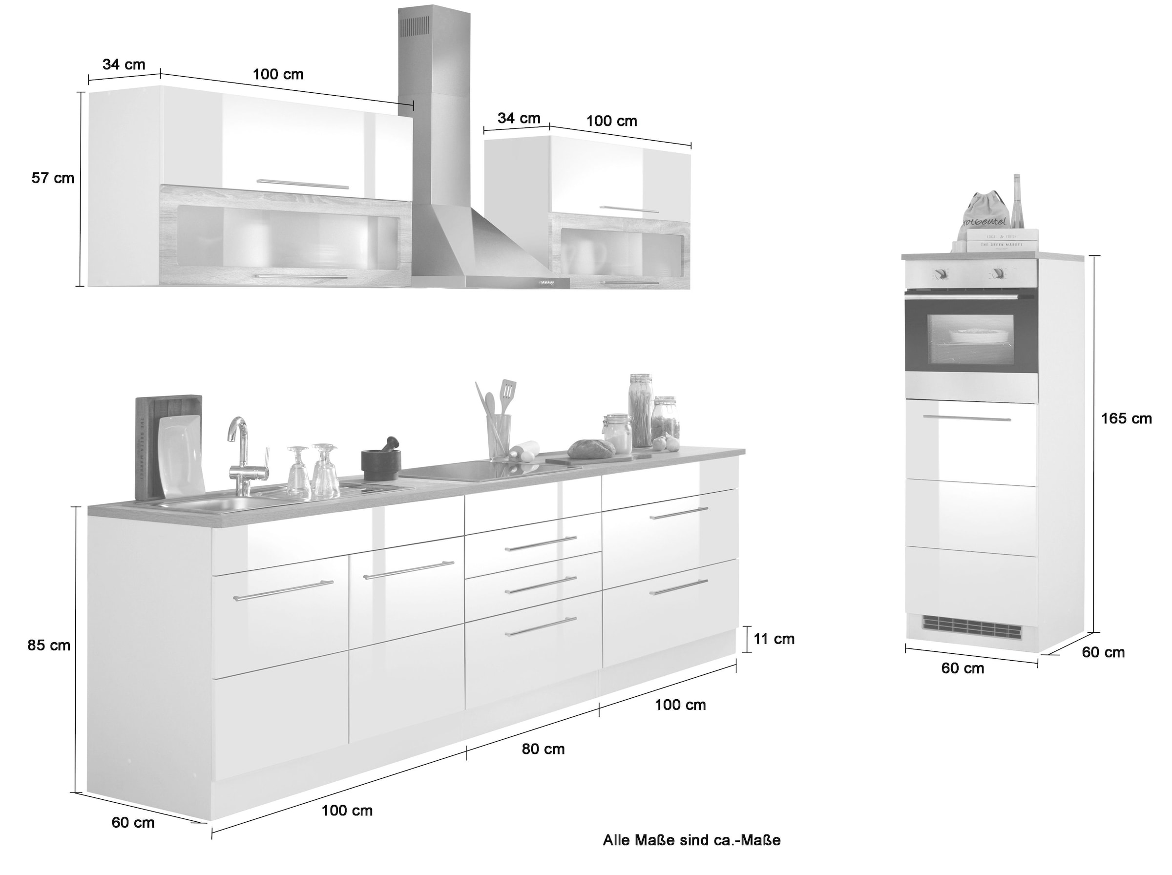 HELD MÖBEL Küchenzeile »Wien«, Induktion OTTO 340 mit bei Breite wahlweise cm, E-Geräten bestellen und
