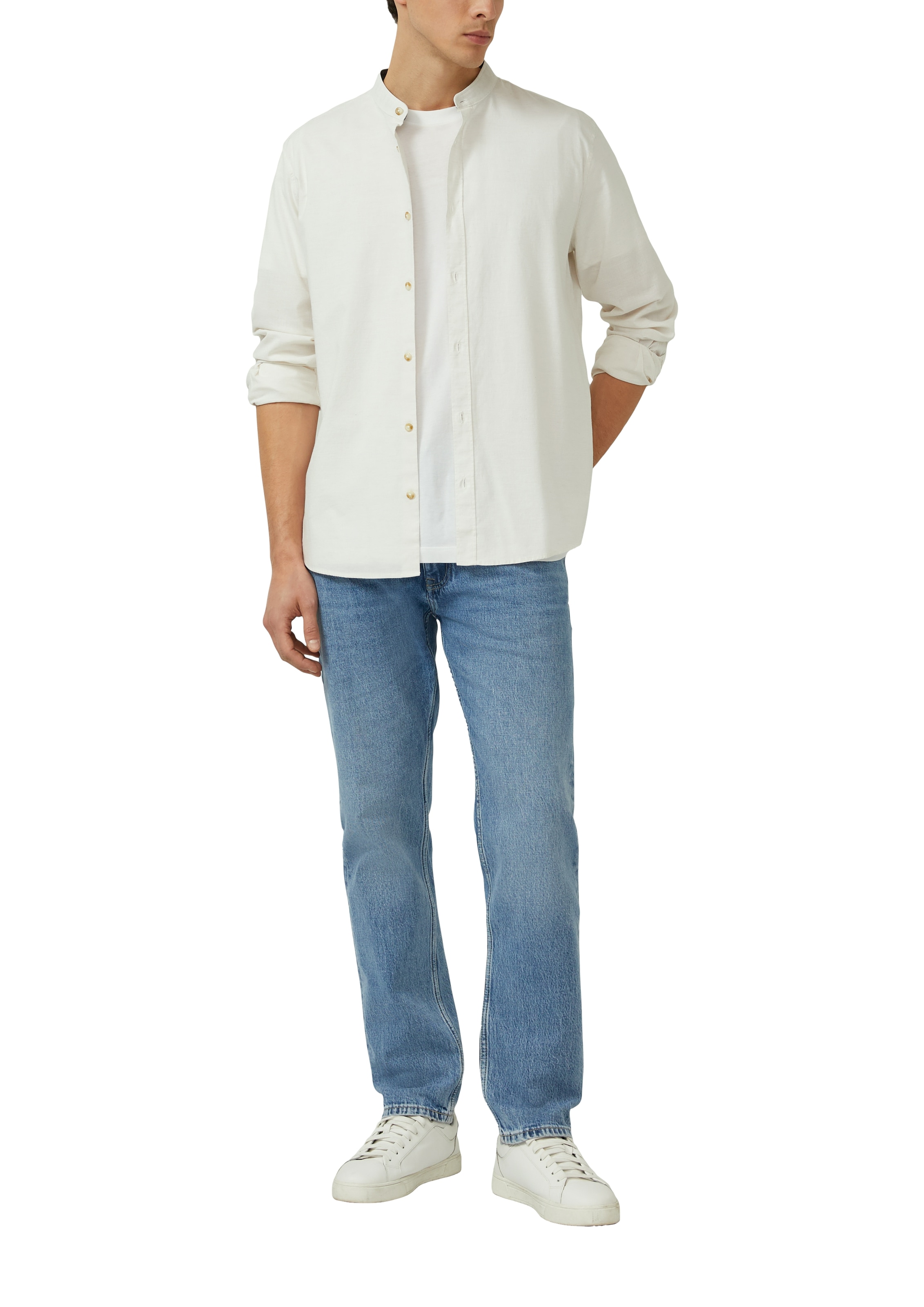 s.Oliver Langarmhemd mit Stehkragen und Knopfleiste