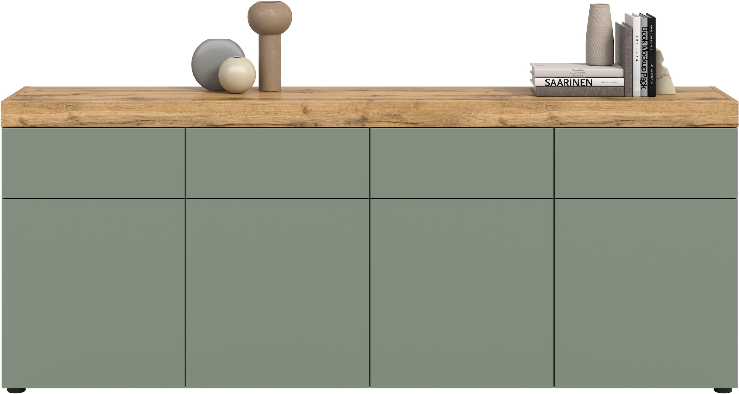 OTTO home Sideboard »MAMBO, TOPSELLER!, Breite 200cm, 4 Türen, 4 Schubkästen, push-2-open« 2 farbige Ausführung, in verschiedenen Farben erhältlich, 1 Stk. tlg. Kommode, Anrichte, Wohnzimmer, Schlafzimmer