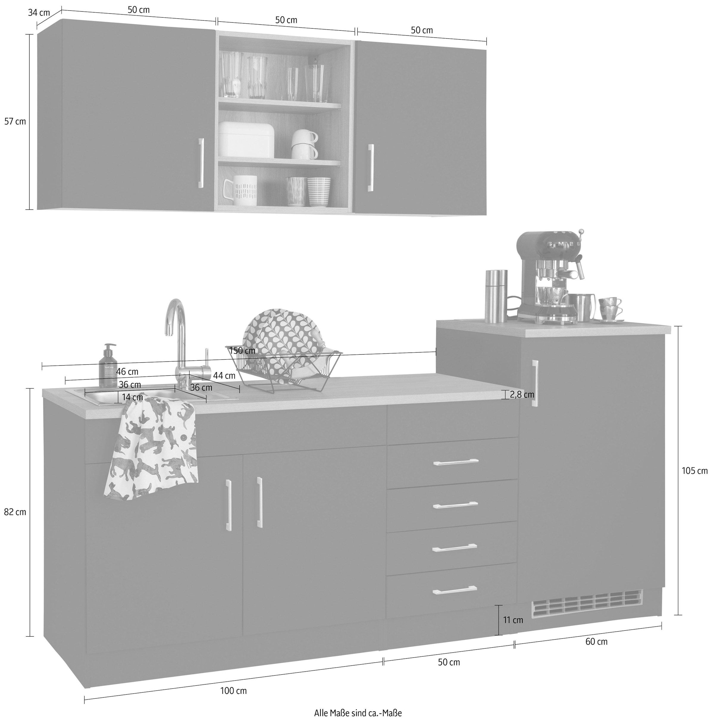 KOCHSTATION Küche »KS-Mali« Breite 210 cm, mit E-Geräten