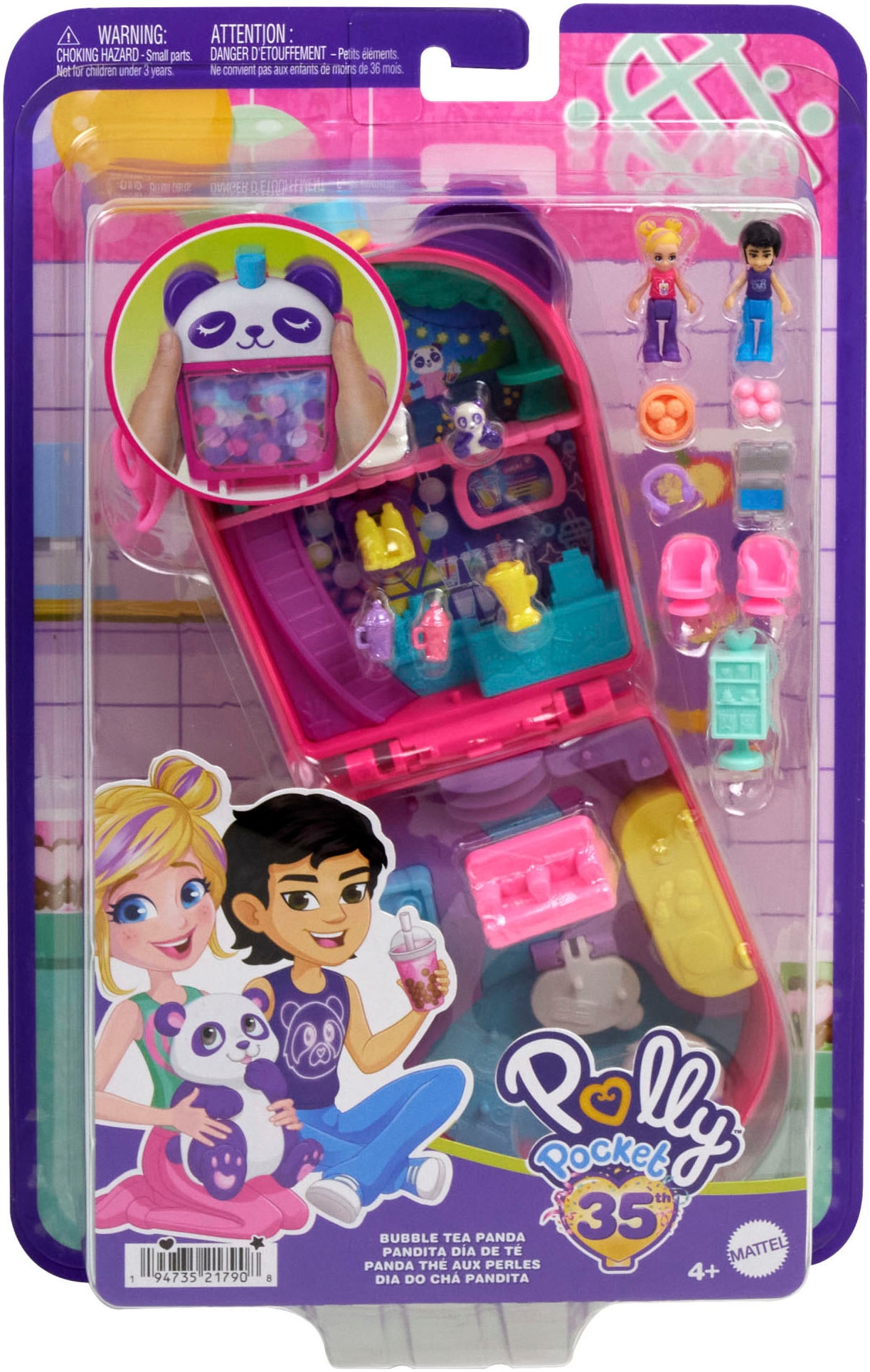 Polly Pocket Spielwelt »Bubble Tea Pandaschatulle«, mit 2 Puppen und Zubehör