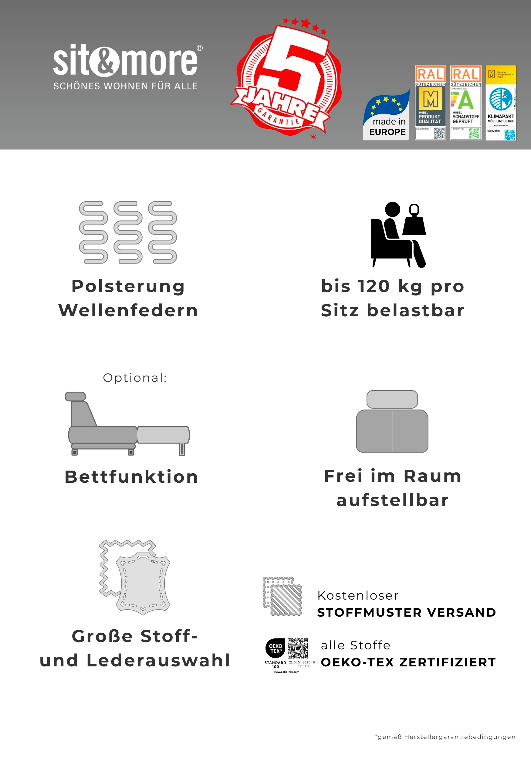 sit&more Wohnlandschaft »Mailand U-Form, B: 312 cm, XXL-Couch mit Komfortpolsterung« optional Schlaffunktion, Liegefl. 122x247 cm, diverse Lederqualitäten