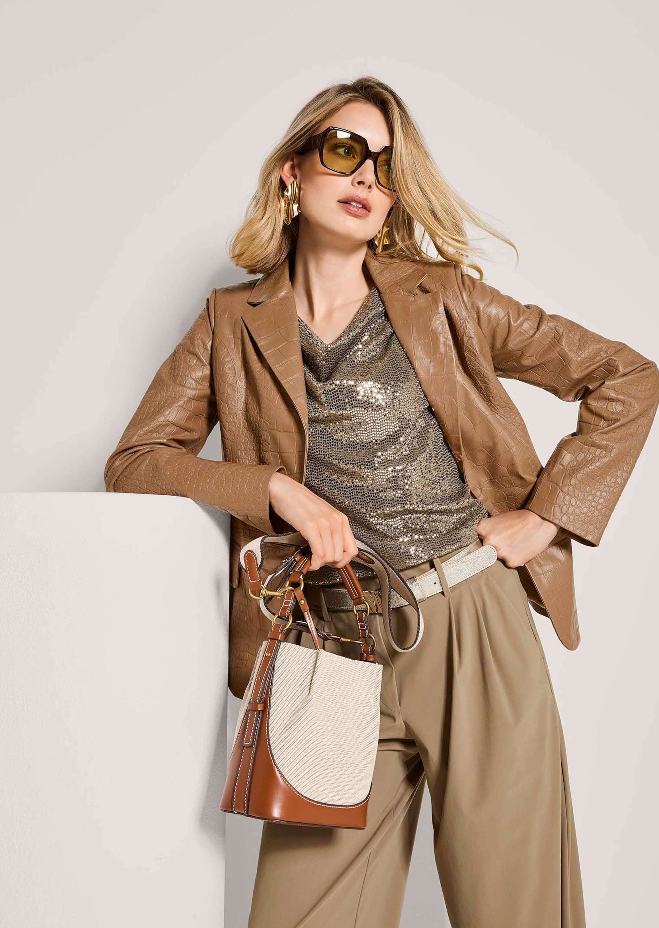 MADELEINE Jeansjacke »Lederblazer Lammnappa-Blazer mit Kroko-Prägung« geprägtes Leder