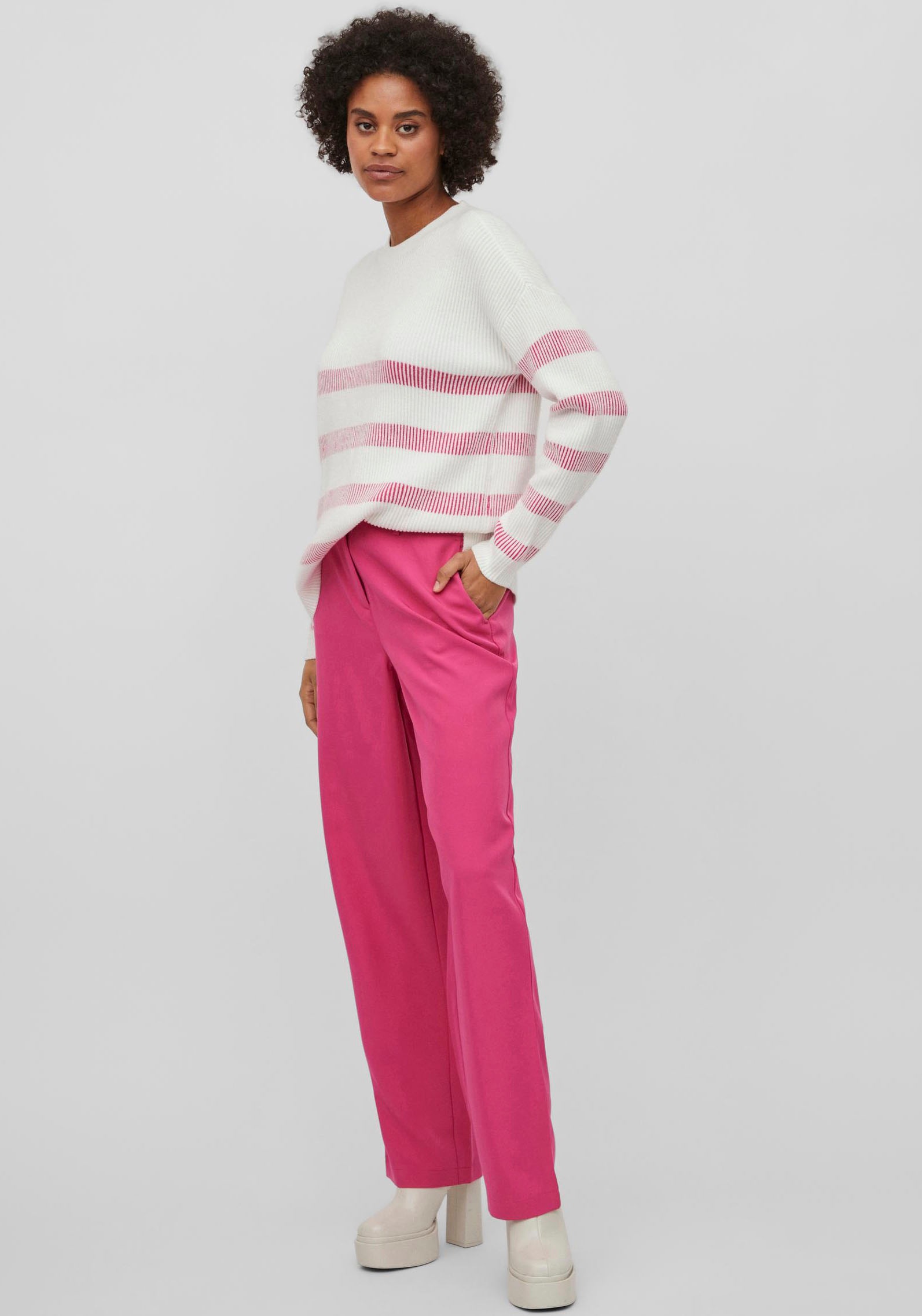 Vila Rundhalspullover »VIRIL STRIPE L/S KNIT TOP - NOOS«