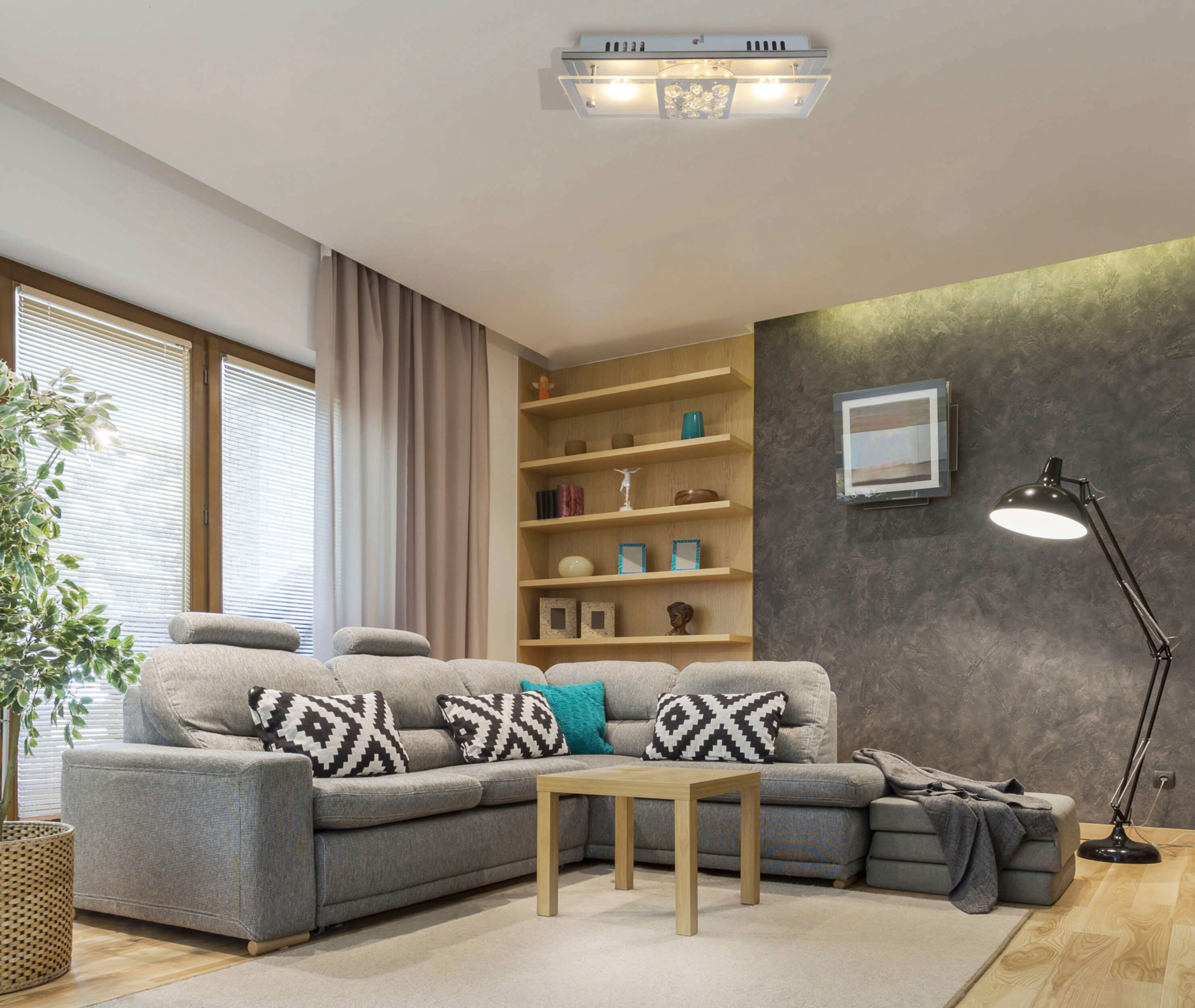 näve LED Deckenleuchte »Chur« 1 Stk. Warmweiß chrom teilsatiniert mit Kristallen, incl. LED total 11W