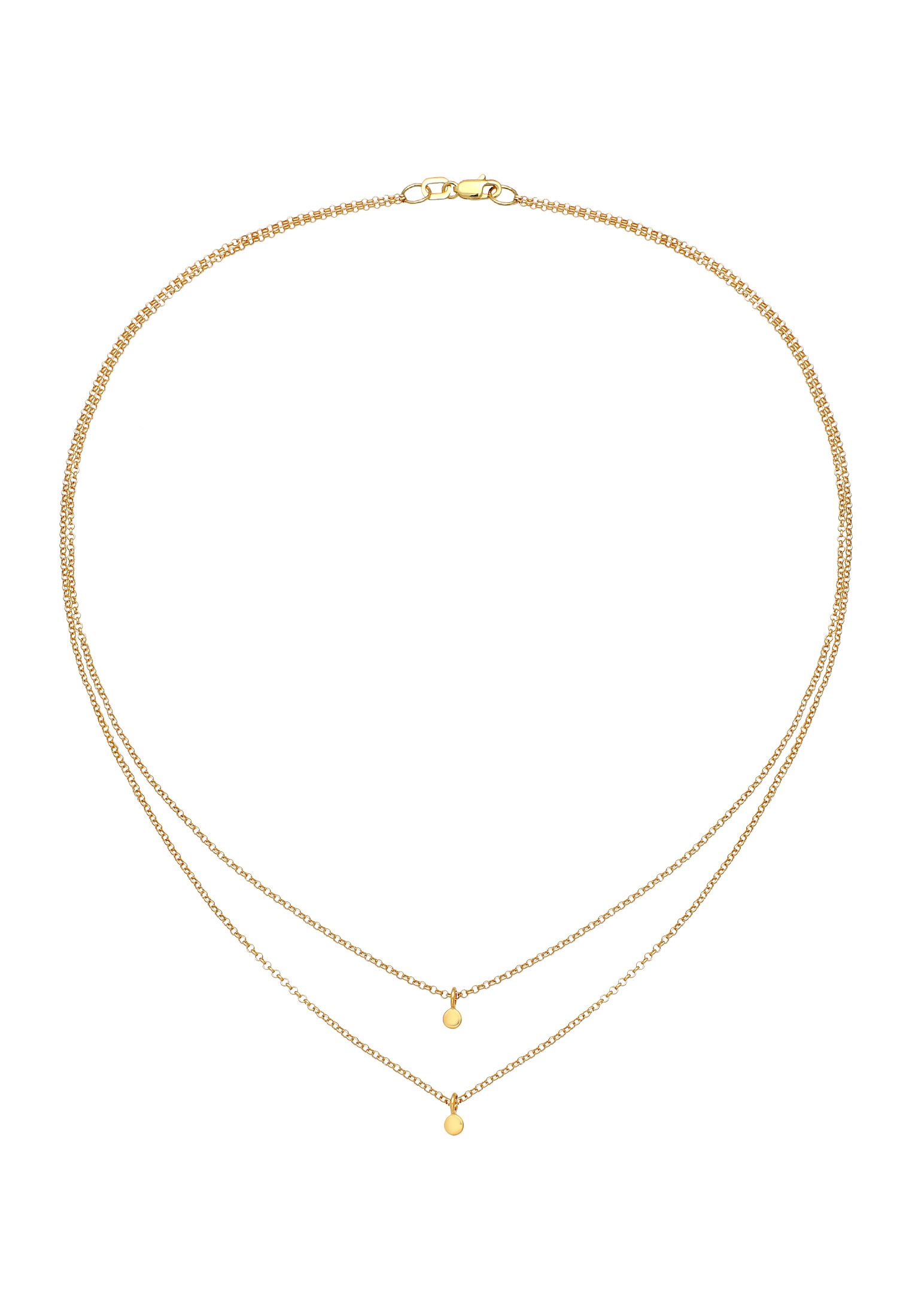 Elli Premium Kette mit Anhänger »Halskette 2-lagig Erbskette Layer Kreis Geo 375 Gelbgold«