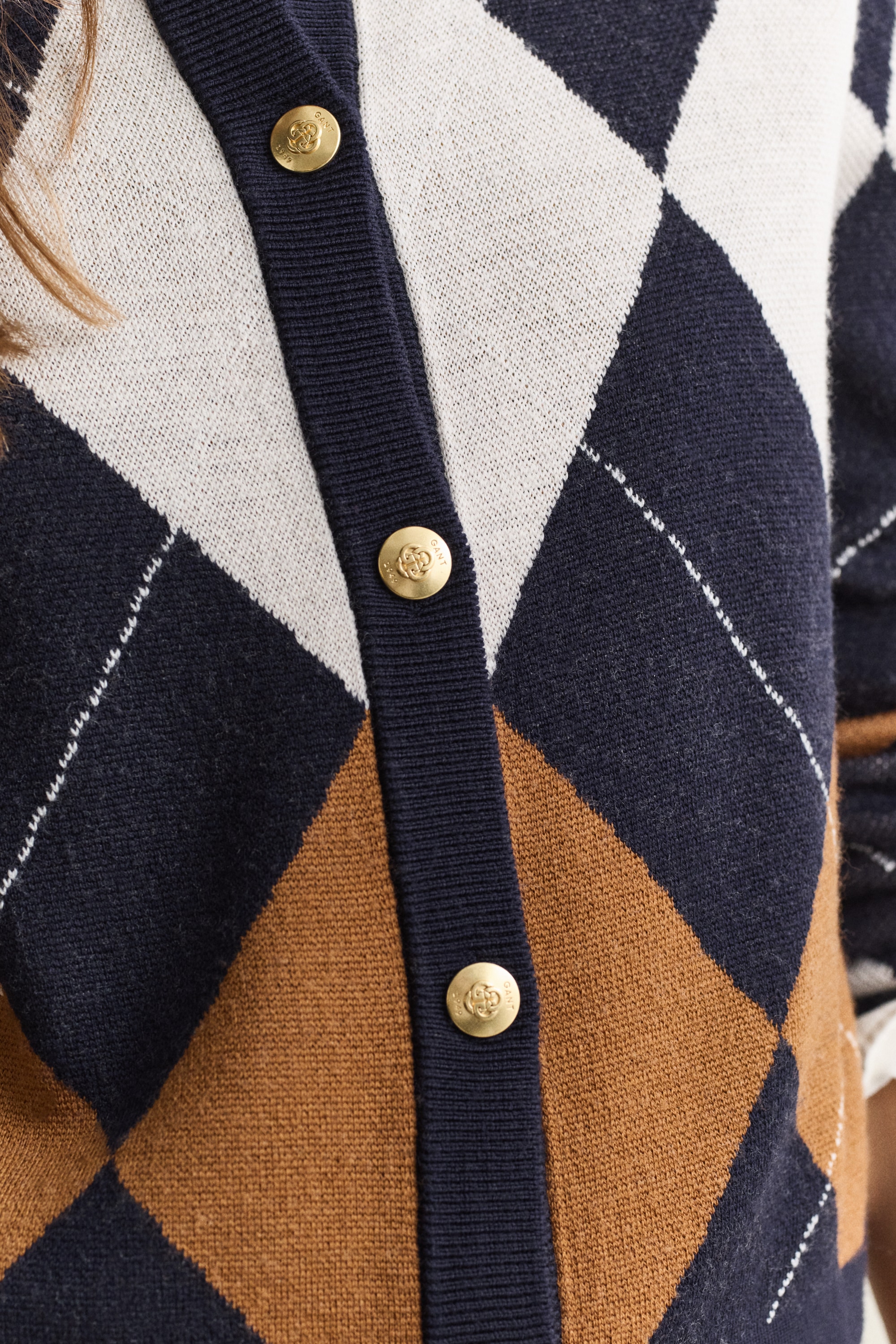 Gant Cardigan »ARGYLE C-NECK« aus Wolle
