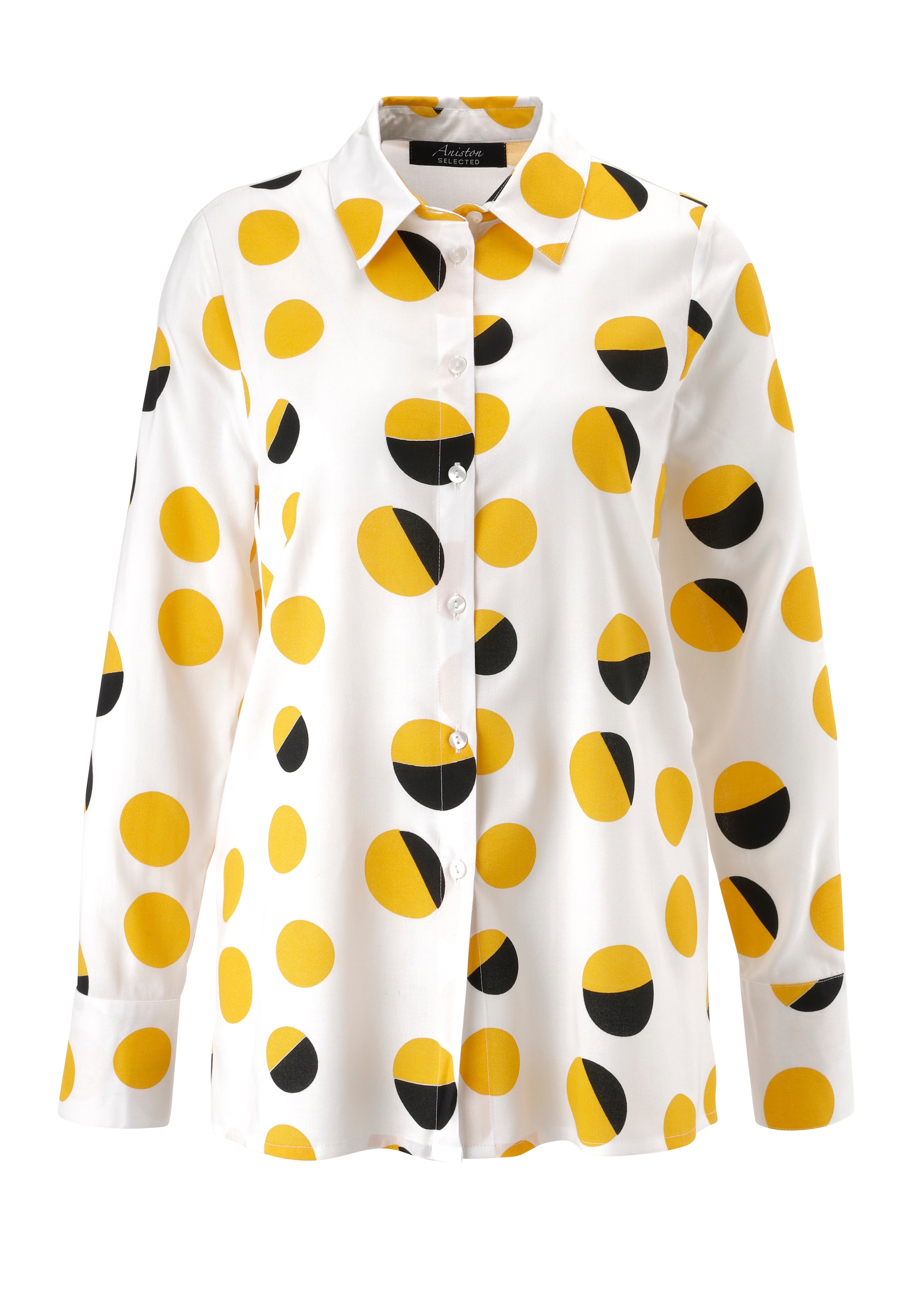 Aniston SELECTED Hemdbluse im trendigen und farbharmonischen Kreisverlauf - NEUE KOLLEKTION