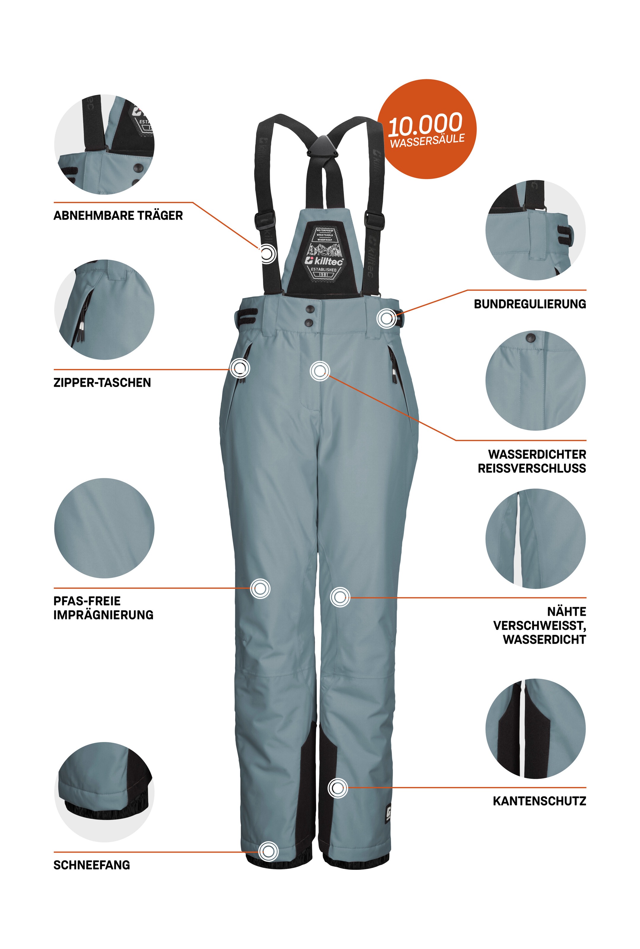 Killtec Skihose »KSW 213 GRLS SKI PNTS«, Wasserdichte, atmungsaktive Skihose mit verstellbarer Taille