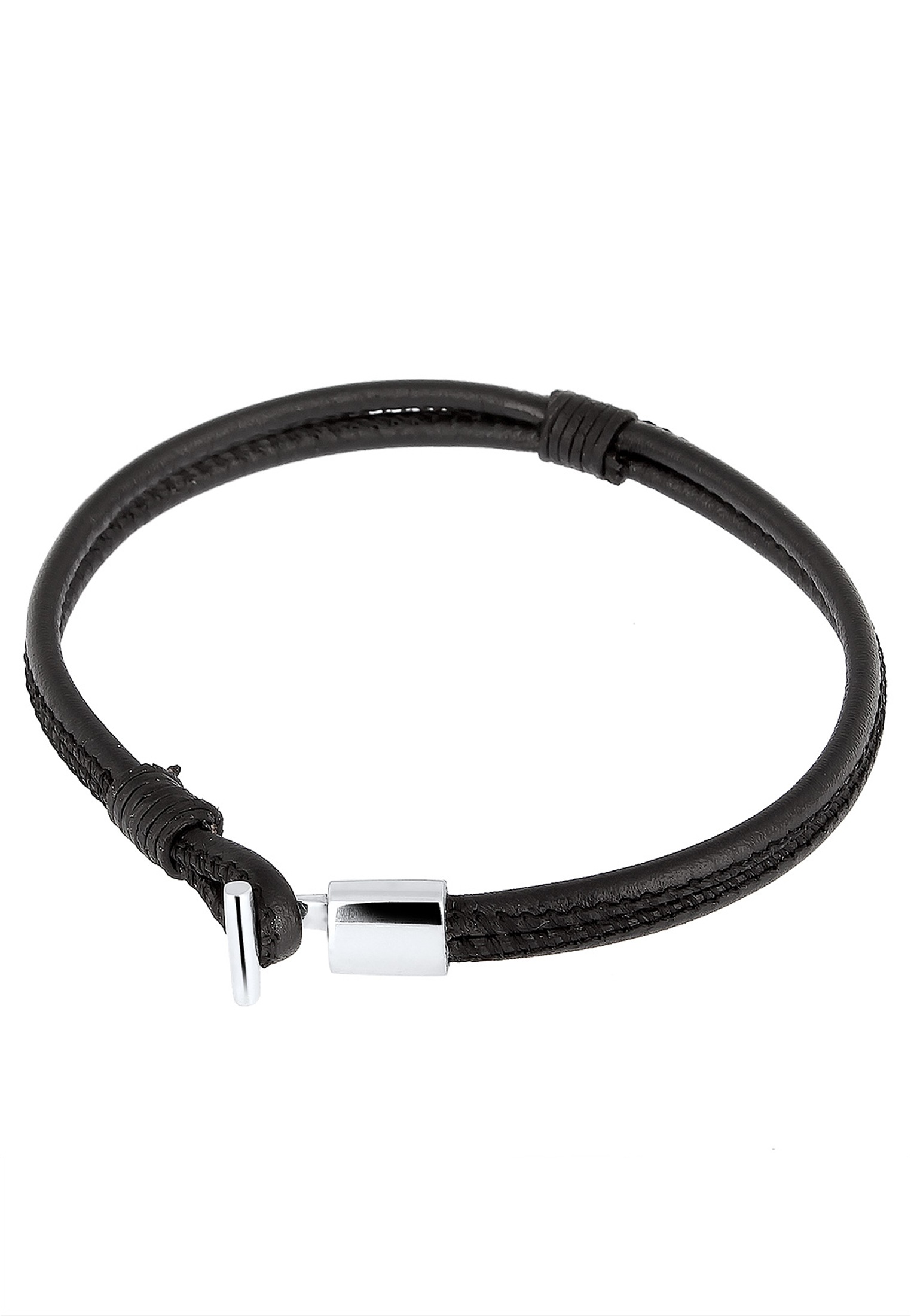 Kuzzoi Lederarmband »Armband Echtleder Knoten Haken T-Bone 925 Sterling Silber«
