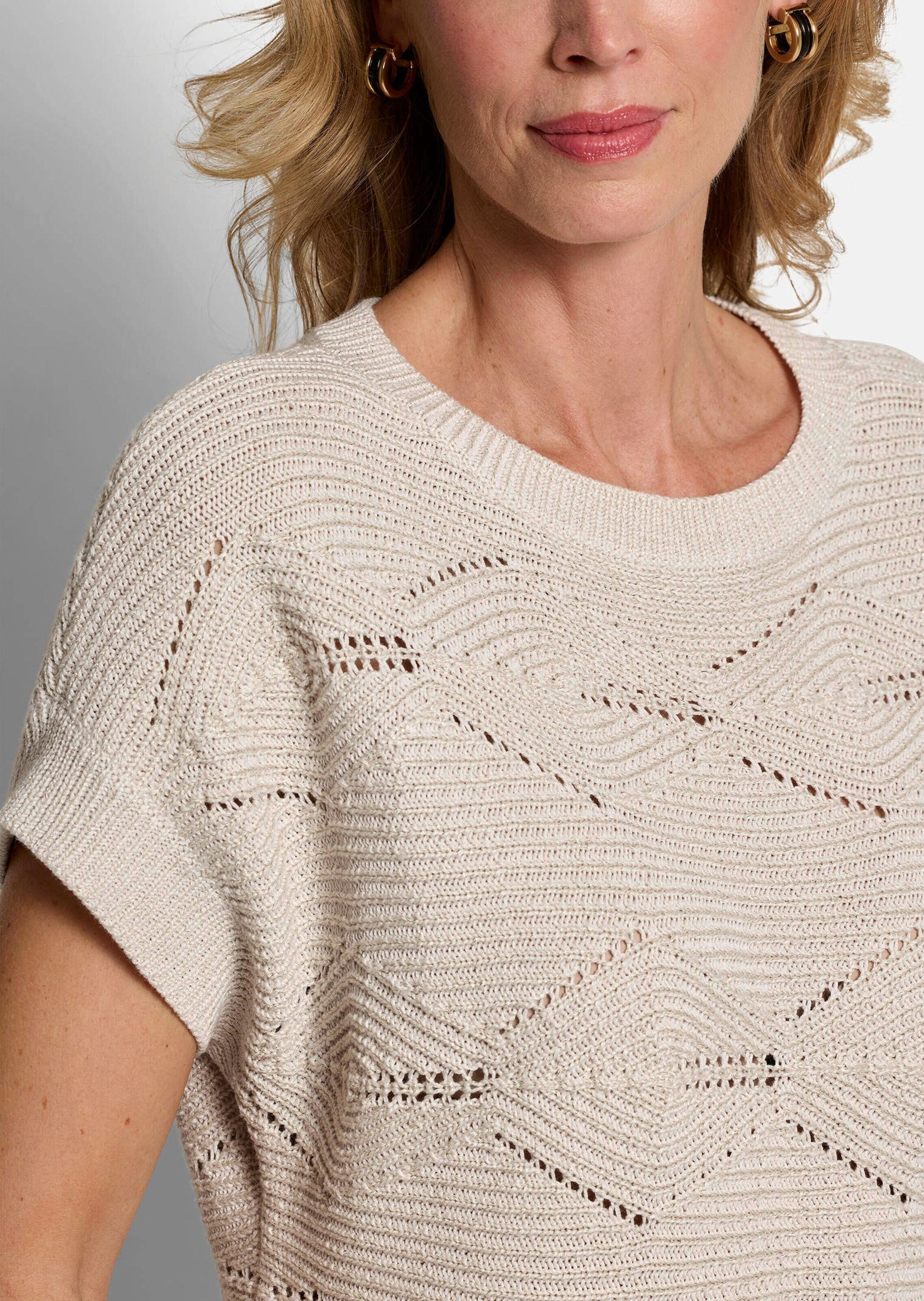 GOLDNER Rundhalspullover »Baumwollpullover mit Rautenstruktur« Rippenstruktur im Querverlauf