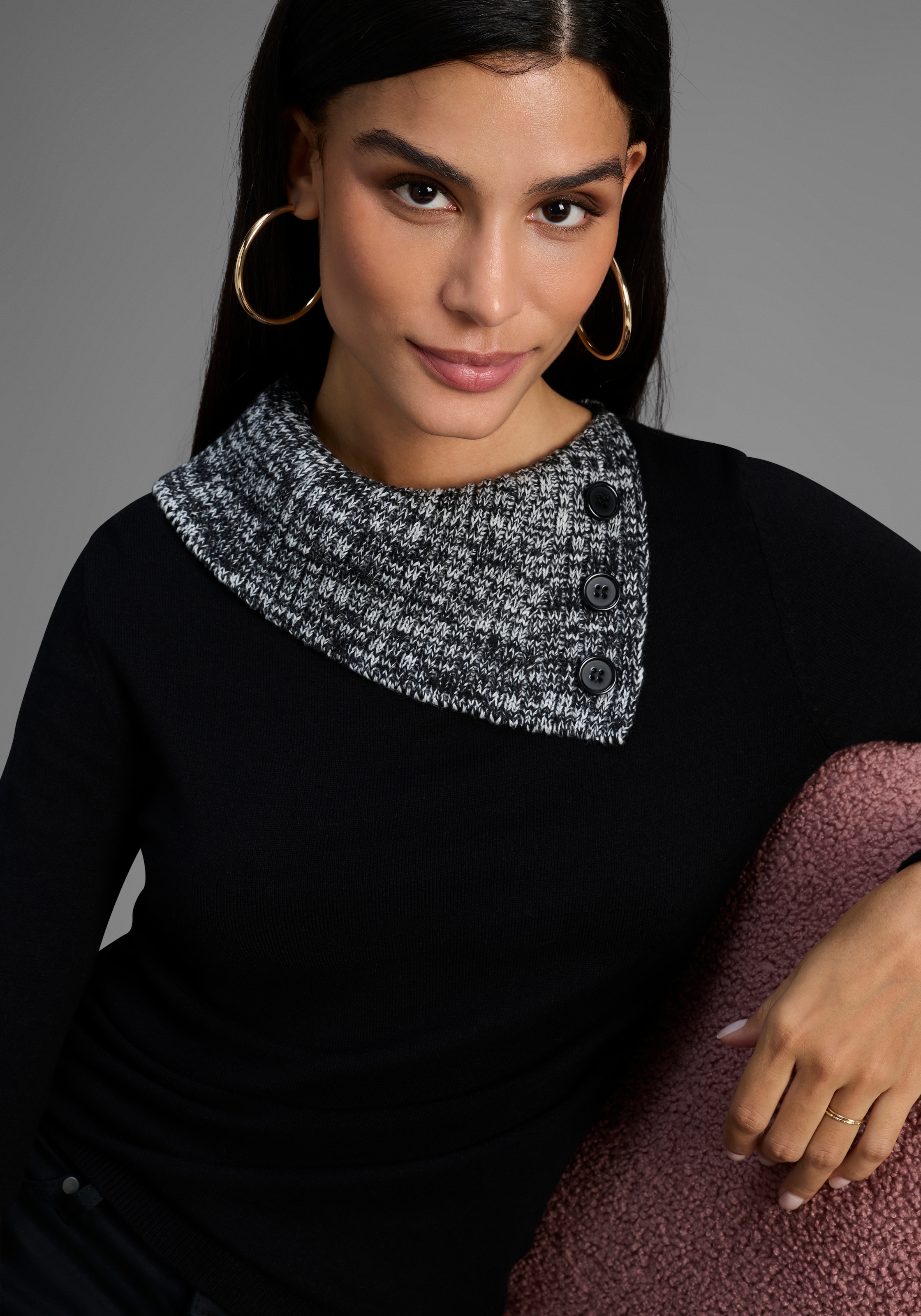 Bruno Banani Strickpullover mit offenem Rollkragen - NEUE KOLLEKTION