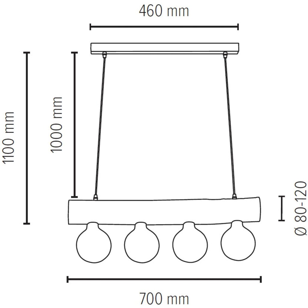 SPOT Light Pendelleuchte »TRABO SIMPLE«, 4 flammig-flammig