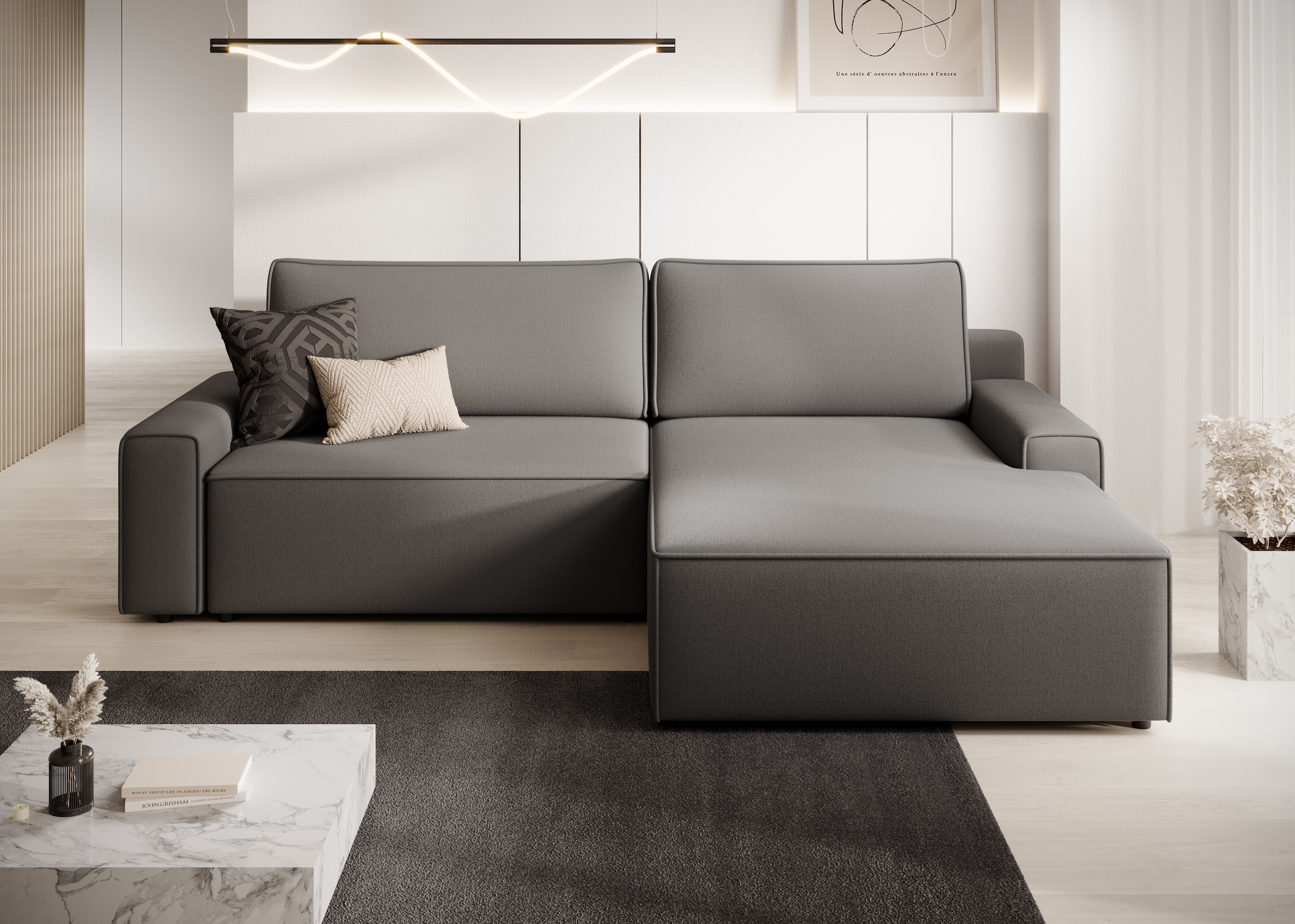 TRENDMANUFAKTUR Ecksofa »Challenge, Schlafsofa mit Bettkasten, Couch in L-Form, Breite 245 cm«, Recamiere beidseitig montierbar, auch in trendigem Cordstoff