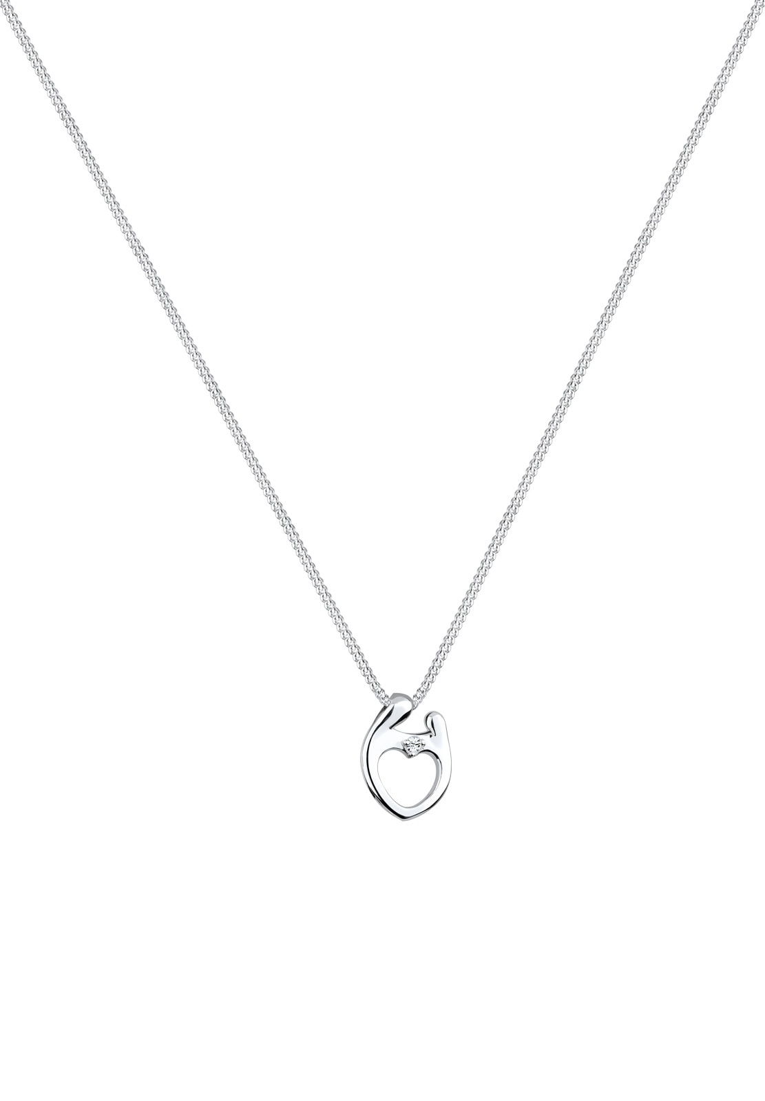 Elli Silberkette »Halskette Herz Mutter Kind Symbol Glas Kristall Weiß 925 Sterling Silber«