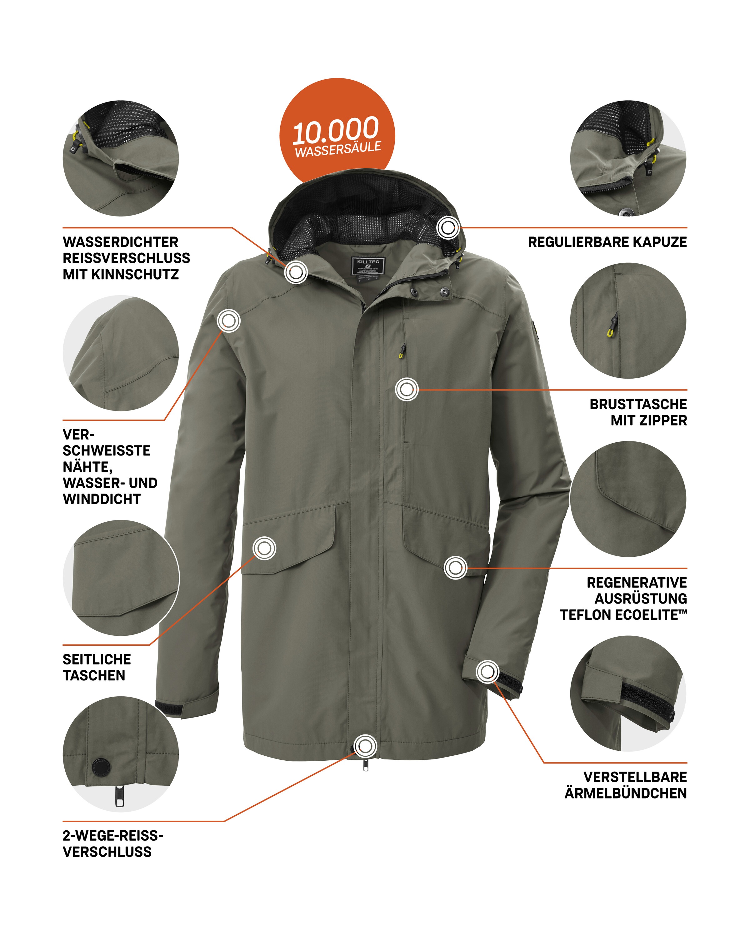 Killtec Funktionsjacke »KOS 58 MN JCKT« Wasserdichte, atmungsaktive Funktionsjacke mit Teflon EcoElite™