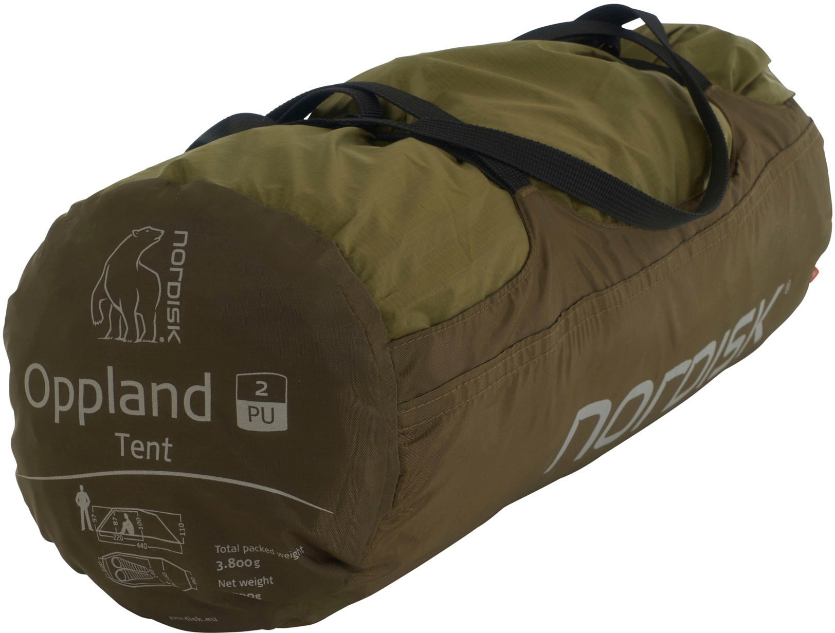 Nordisk Tunnelzelt »Oppland 2 (2.0) PU Tent Dark Olive«, 2 Personen, (Packung, 1 tlg.)