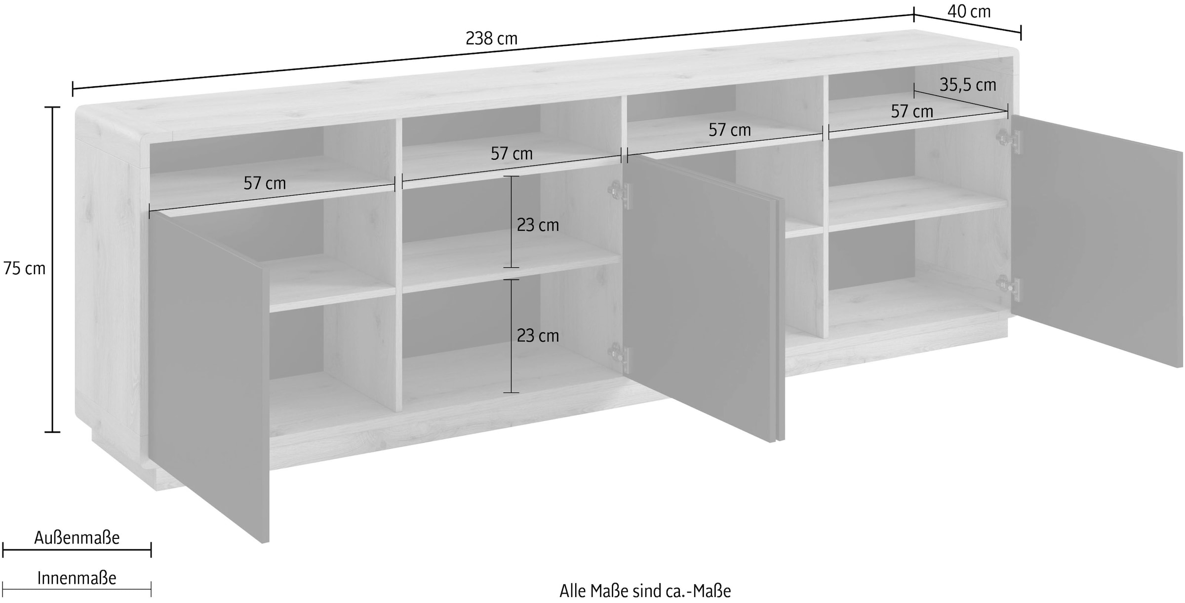 INOSIGN Sideboard »ASTON«, Breite 238 cm.