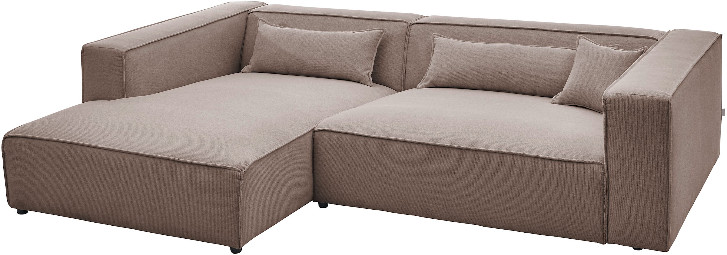 LeGer Home by Lena Gercke Ecksofa »PIARA XXL, Big-Sofa in Cord oder Leinenoptik, L-Form, mit Kedernaht«, wahlweise Ottomane rechts/links, schwarze Füße, extra tiefe Sitzfläche