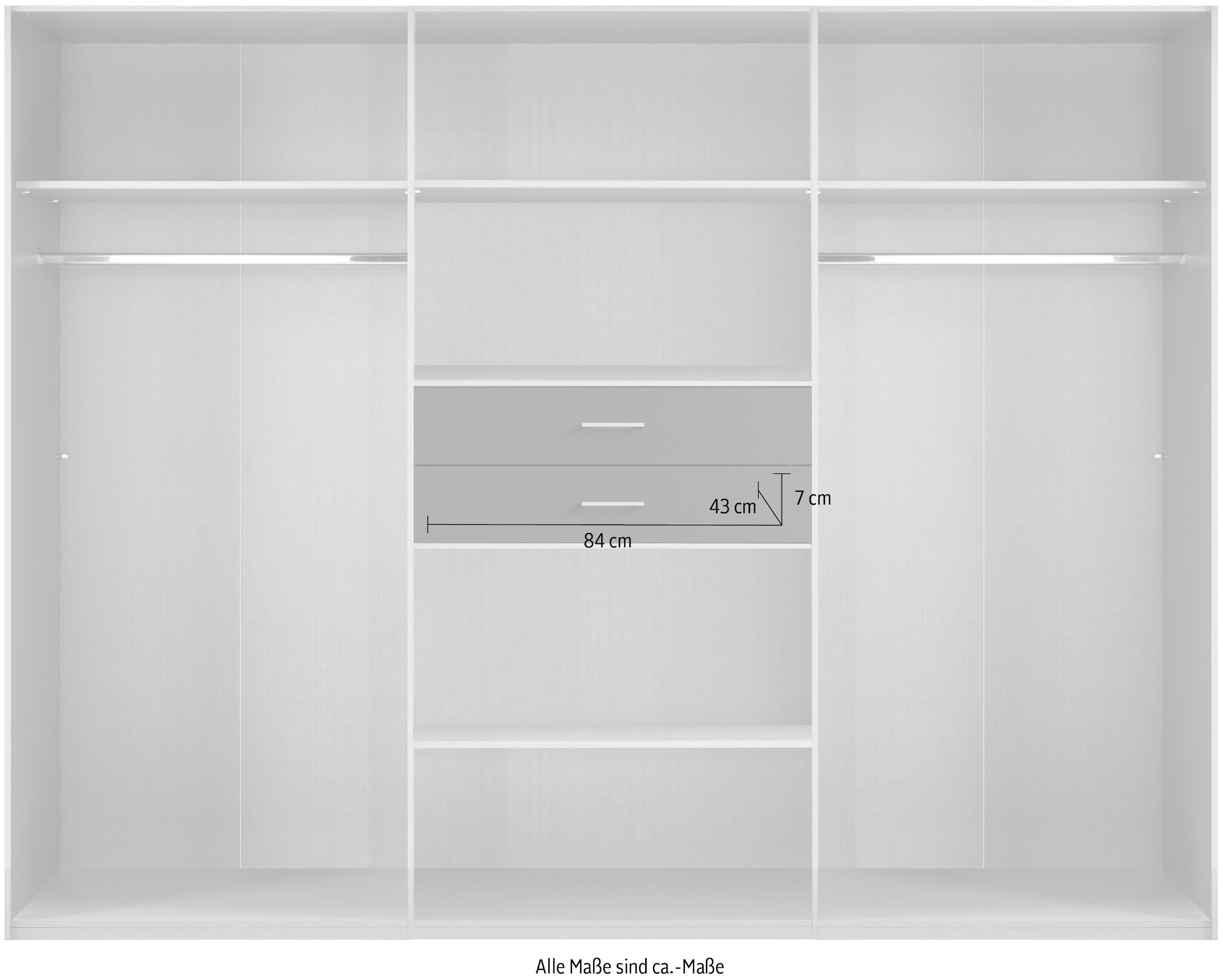 Wimex Kleiderschrank »Diver Drehtürenschrank mit Spiegel, 180, 225 o. 270cm breit«, Bestseller Schlafzimmerschrank wahlweise 3 Innenausstattungen