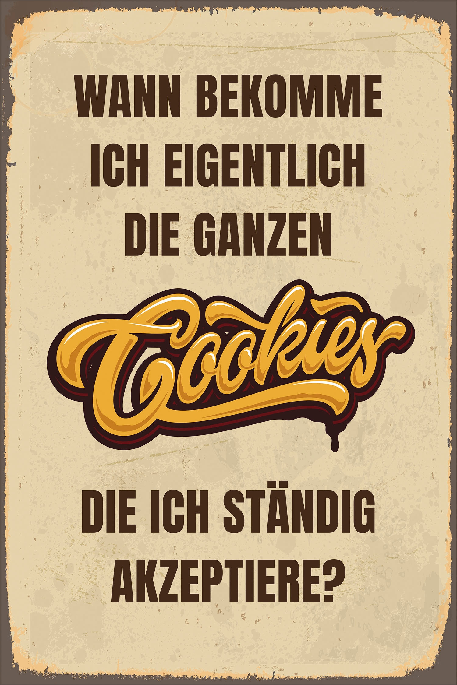 queence Metallbild »Cookies«, Schriftzüge-Schriftzug, (1 St.), Stahlschilder