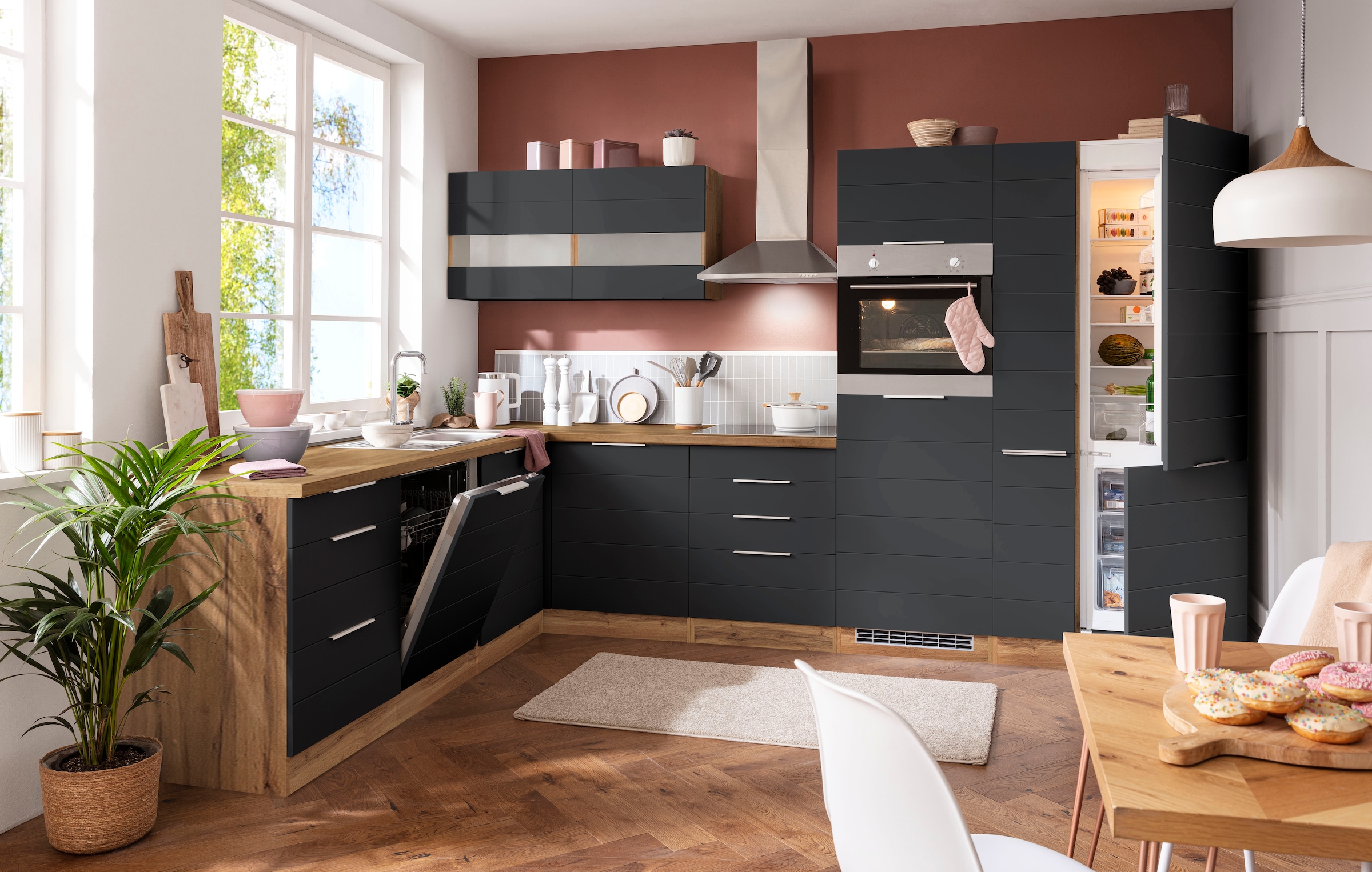KOCHSTATION Winkelküche »KS-Luhe« Stellbreite 240x330 cm, wahlweise mit oder ohne E-Geräten, MDF-Fronten