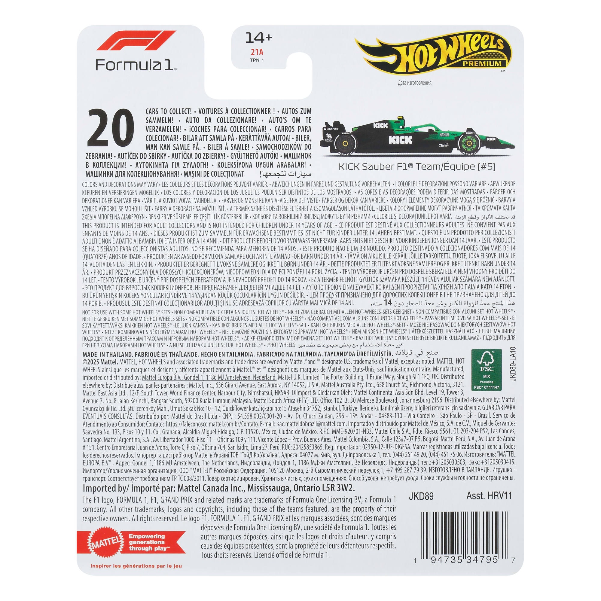 Hot Wheels Spielzeug-Auto »Hot Wheels Premium F1 - Team Sauber Driver 2«