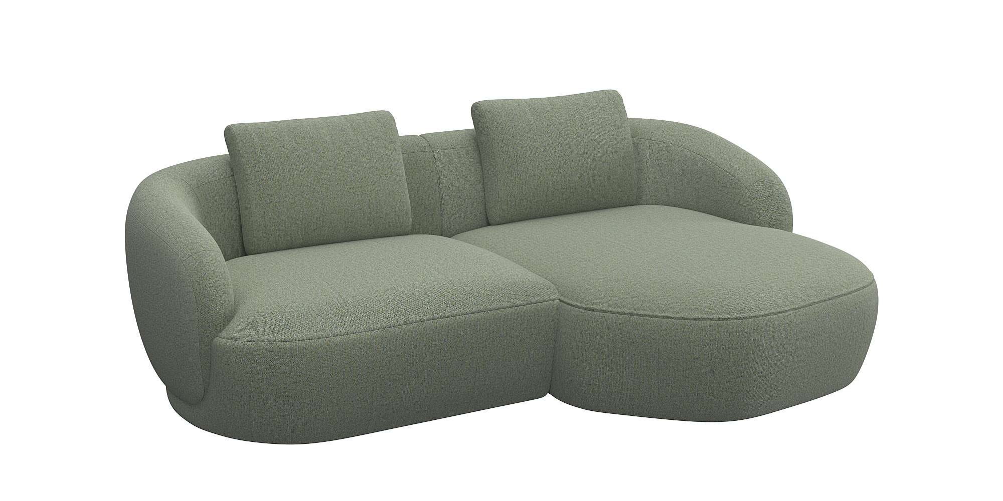 FLEXLUX Wohnlandschaft »Torino, rund, L-Form, Sofa-Ecke mit Recamiere, Longchair-Sofa«, Modernes, organisches Sofa-Design, Kaltschaum, Wellenunterfederung