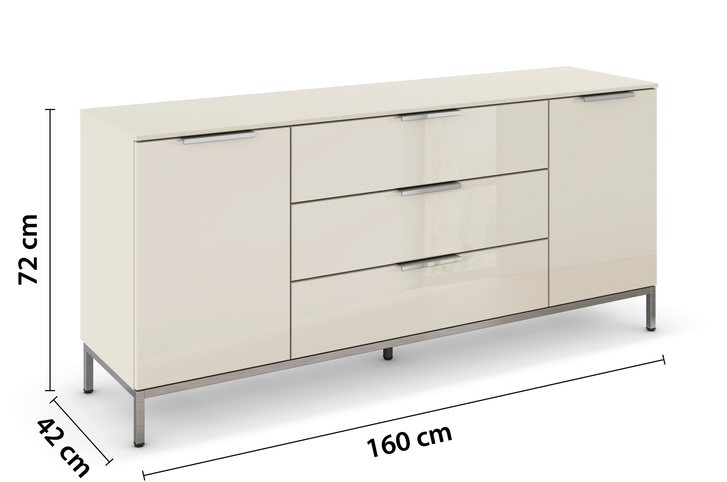 rauch Kombikommode »Kommode Türkommode Sideboard Kombikommode FLIPP mit Glasfront«, (Breite 160 cm mit 2 Einlegeböden), 2-türig mit 3 Schubladen und Soft-Close-Funktion sowie Glasfront