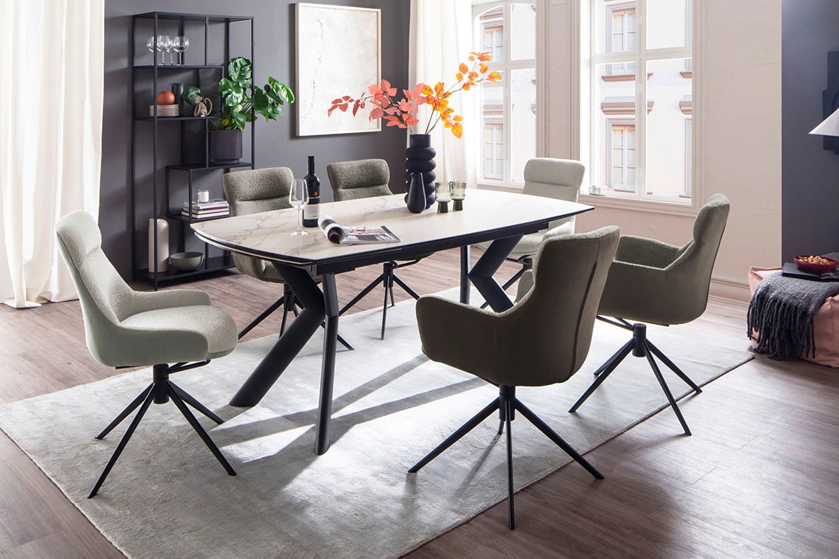 MCA furniture Esstisch »OSSANA Vierfußtisch 180-260 cm«, (Einzelstück), Keramik,Metall,Stirnauszug,ausziehbar,Tischplatte 13 mm,8-10 Personen