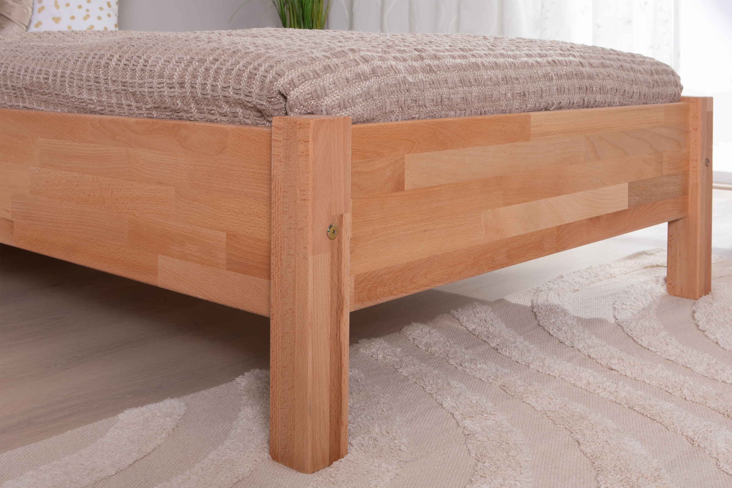 Ticaa Massivholzbett »Merci« Doppelbett, aus Buche Massivholz, inkl. Rollrost