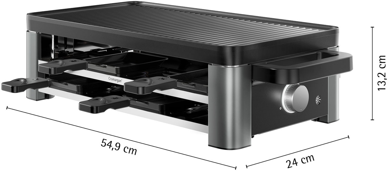 WMF Raclette »Master, indirekte LED-Beleuchtung, Keramikbeschichtung« 8 Stk. Raclettepfännchen 1.500 W Variable Temperatur, spülmaschinengeeignete Pfännchen und Spatel