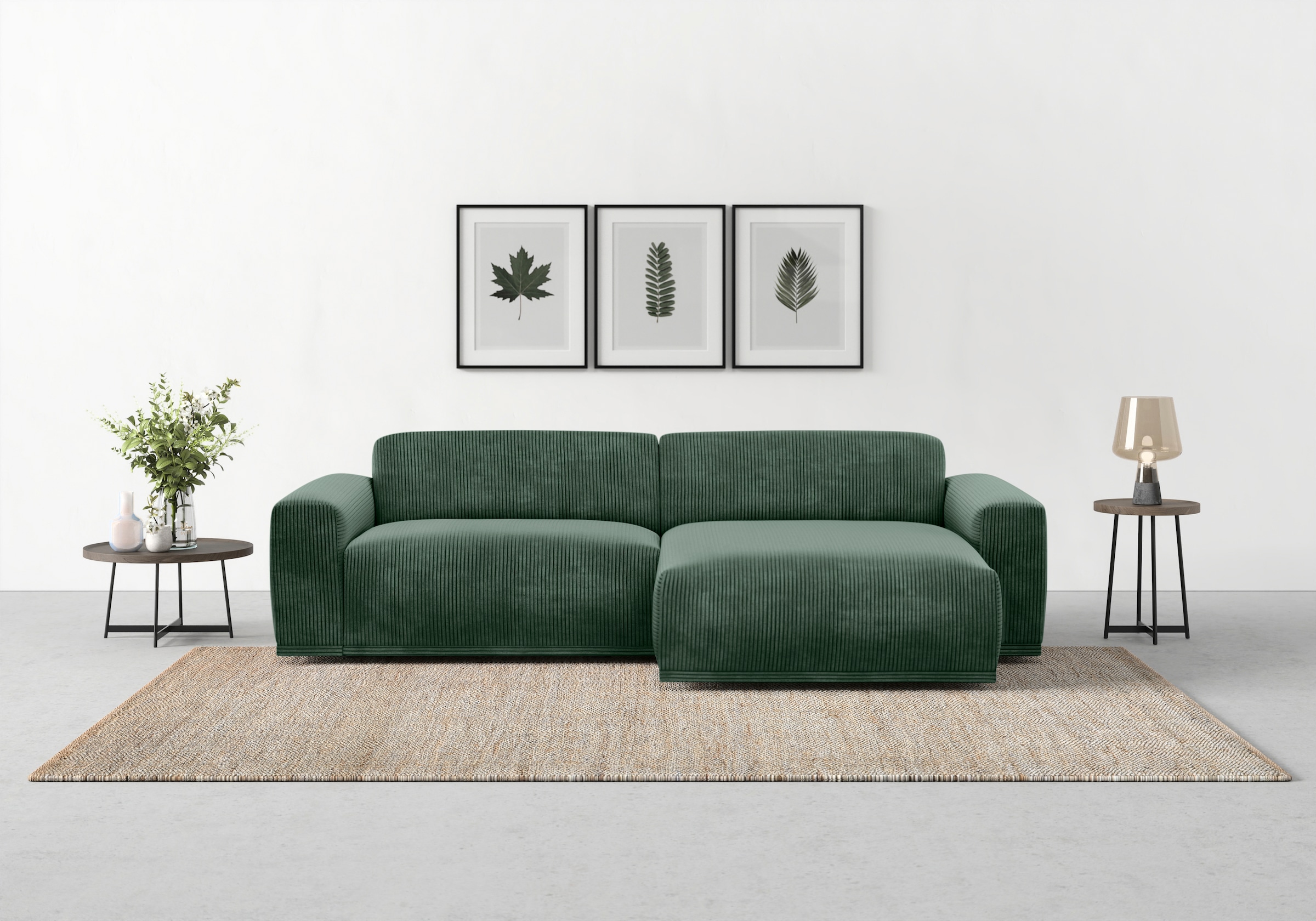 TRENDMANUFAKTUR Ecksofa »Braga, mit hochwertigem Kaltschaum, L-Form, in Cord erhältlich«, (2 St.), modernes Sofa, Couch mit hohem Sitzkomfort, 255/72/160 cm (B/H/T)