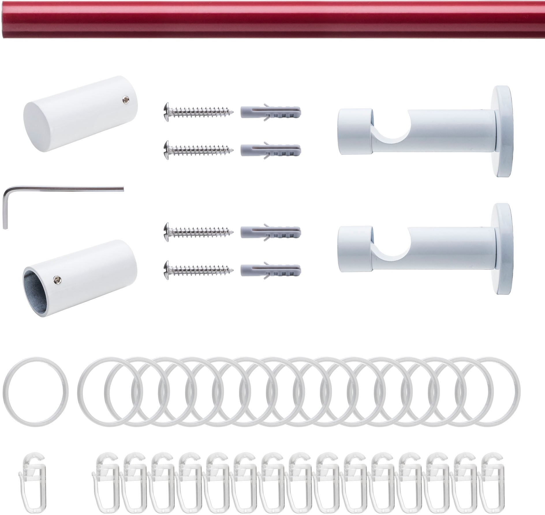 Liedeco Gardinenstange »Fertigstilgarnitur 20 mm Power Celebration Zylinder« Ø 2 mm 1 läufig-läufig Fixmaß Gardinenstange Komplett, Farbkombination