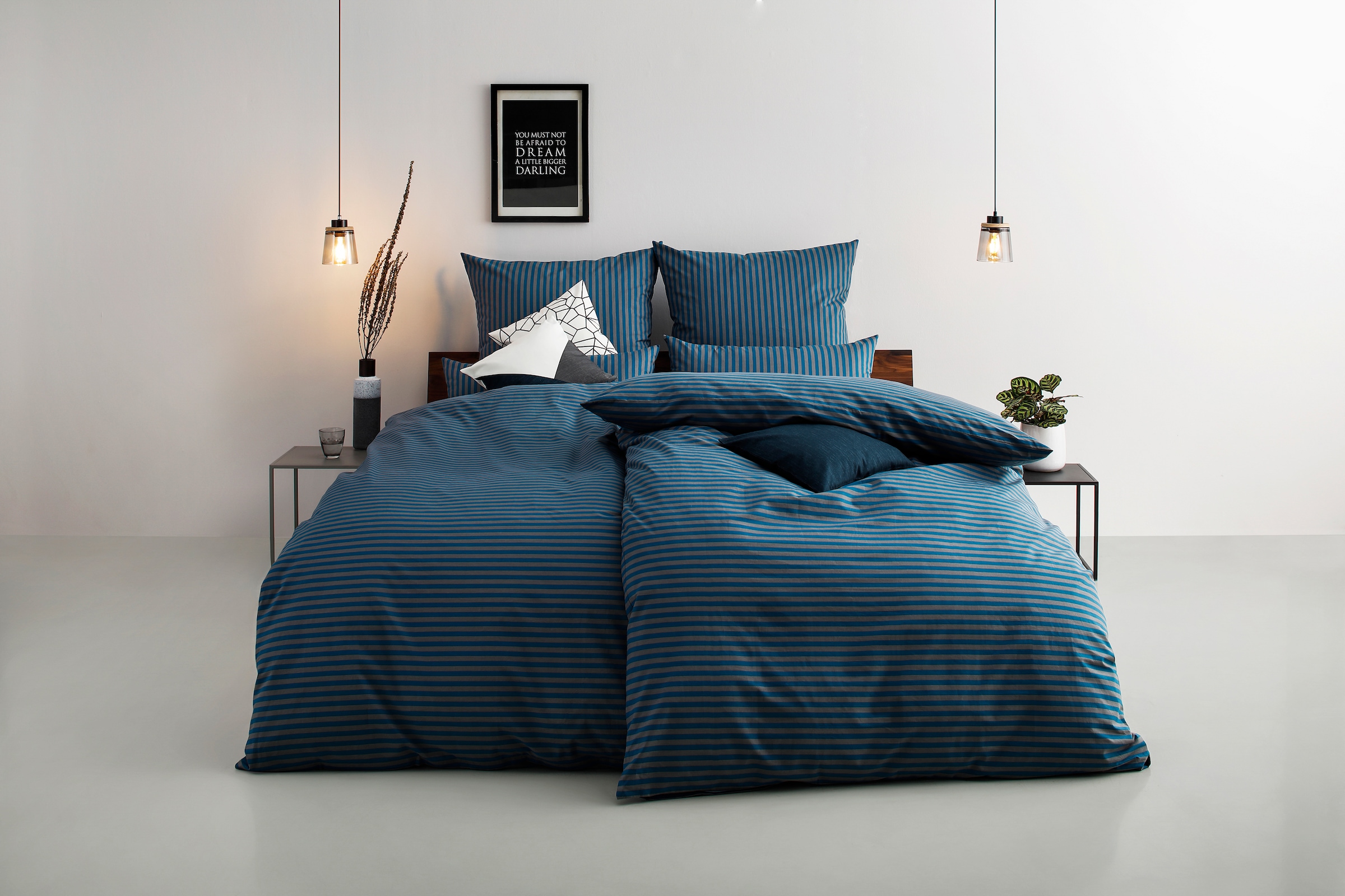 Bruno Banani Bettwäsche »Jassen in Gr. 135x200 oder 155x220 cm«, (2 tlg.),  moderne Bettwäsche aus Baumwolle, Bettwäsche mit Streifen-Design im  OTTO-Shop