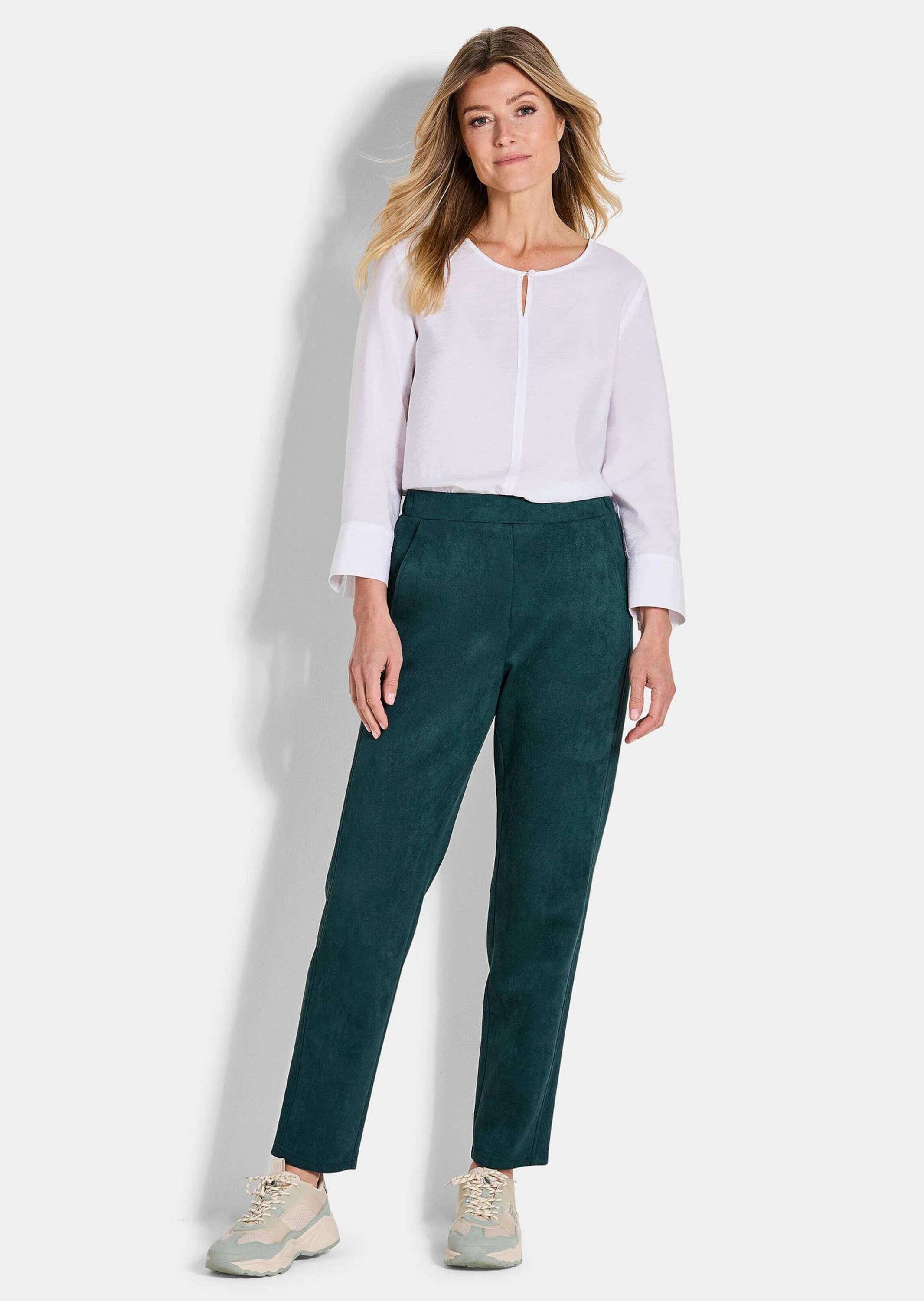 GOLDNER Chinohose »Hose LOUISA in Veloursleder-Optik«