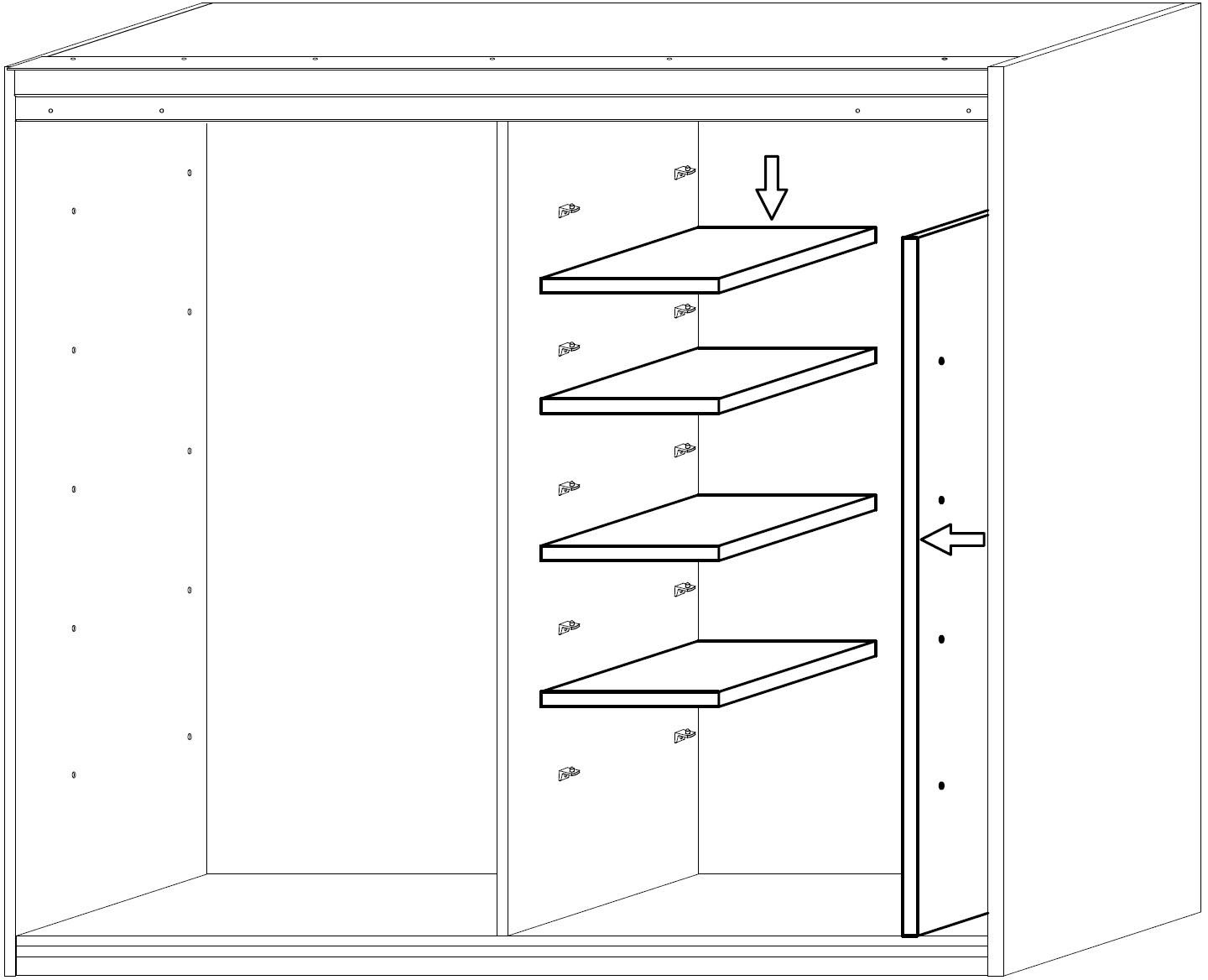 INOSIGN Inneneinteilung »Jupiter – Steingrau, B45×H193 cm, 4 Böden B43 cm für Stauraum«