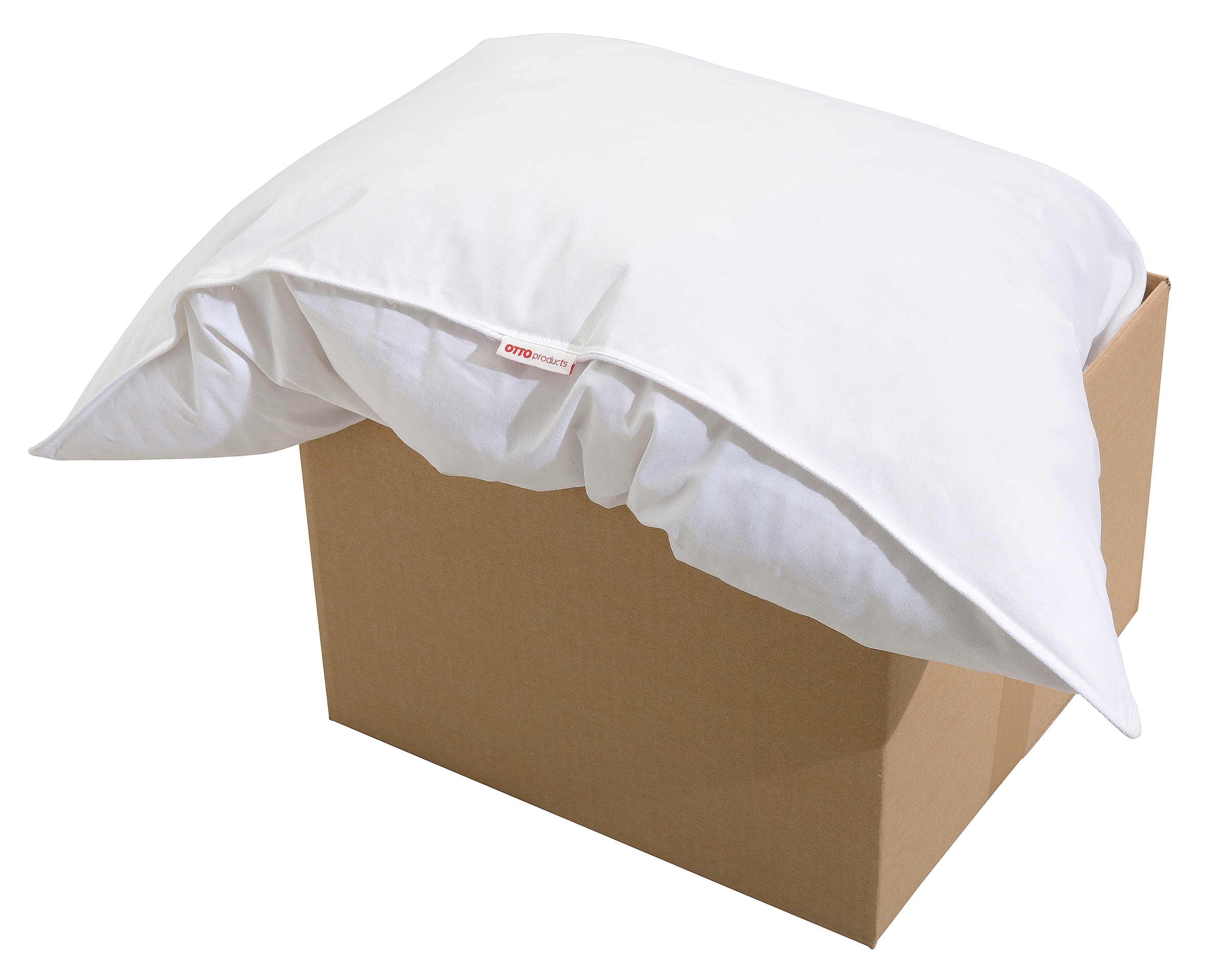 OTTO products Federkopfkissen »Jannika«, Füllung: 90% Federn & 10 % Daunen, Bezug: 100% Baumwolle, (Spar-Set, 2 St., 2-tlg.), plastikfreie Verpackung