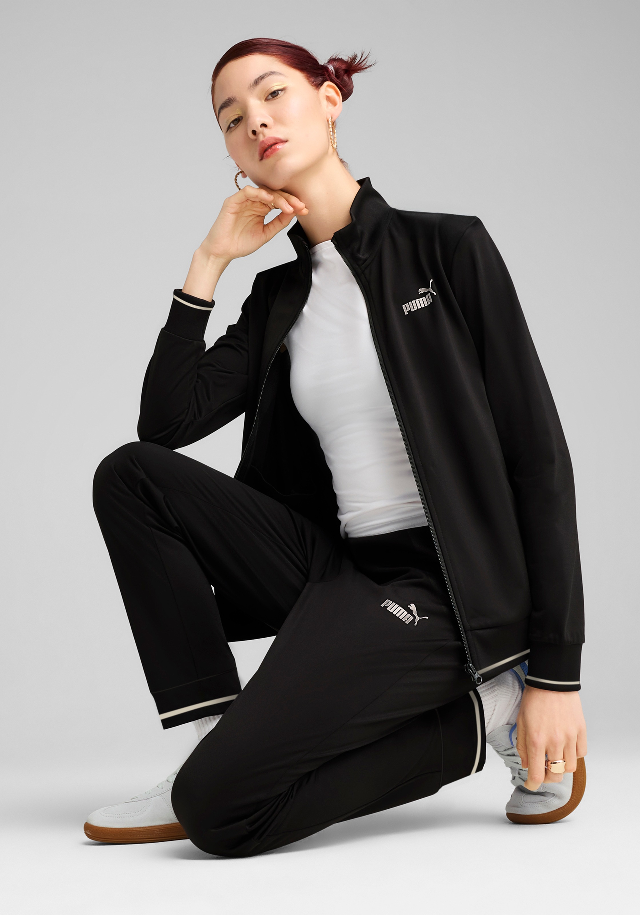 PUMA Trainingsanzug »METALLIC FULL-ZIP TRACKSUIT TR CL« 2 tlg. ohne Kapuze, Regular Fit, aus Baumwollmischung