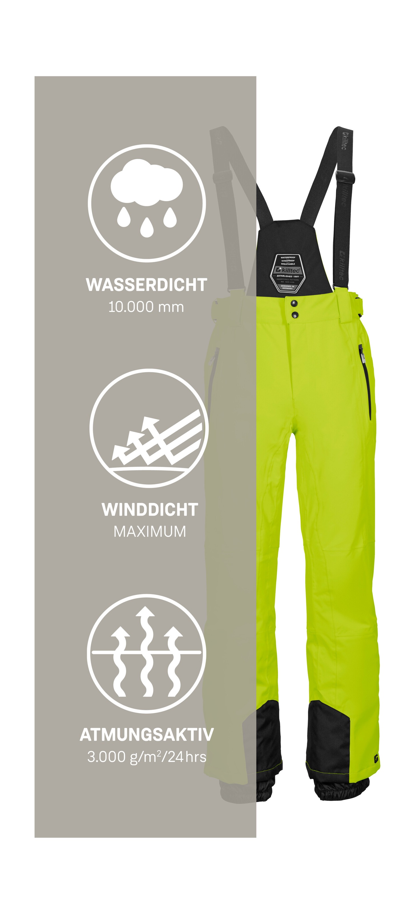 Killtec Skihose »KSW 100 ENOSH MN SKI PNTS«, Wind- und wasserdichte Skihose, verstellbar, mit Schneefängen