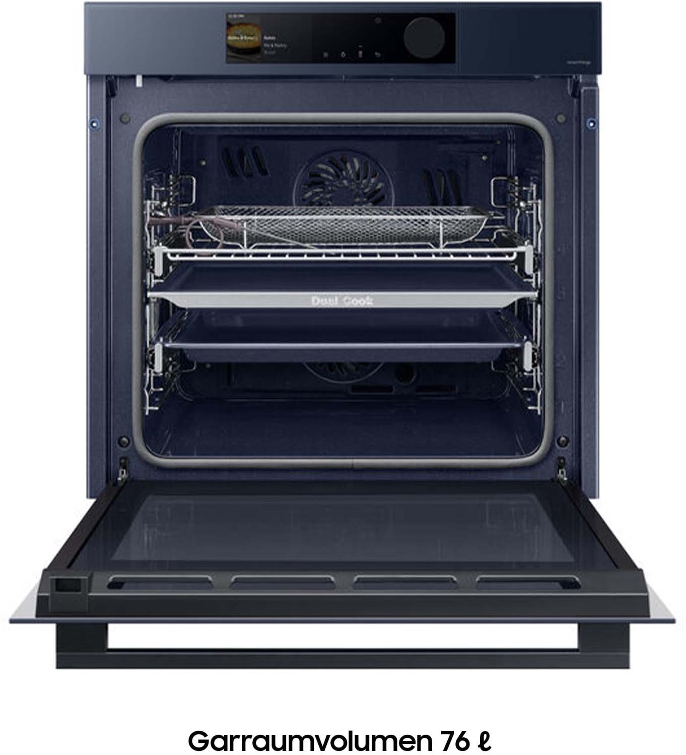 Samsung Pyrolyse Backofen NV7600B »NV7B6675CDN« mit 1-fach-Teleskopauszug mit Pyrolyse-Selbstreinigung Dual Cook – Ein Ofen. Zwei Garräume. Maximale Flexibilität.