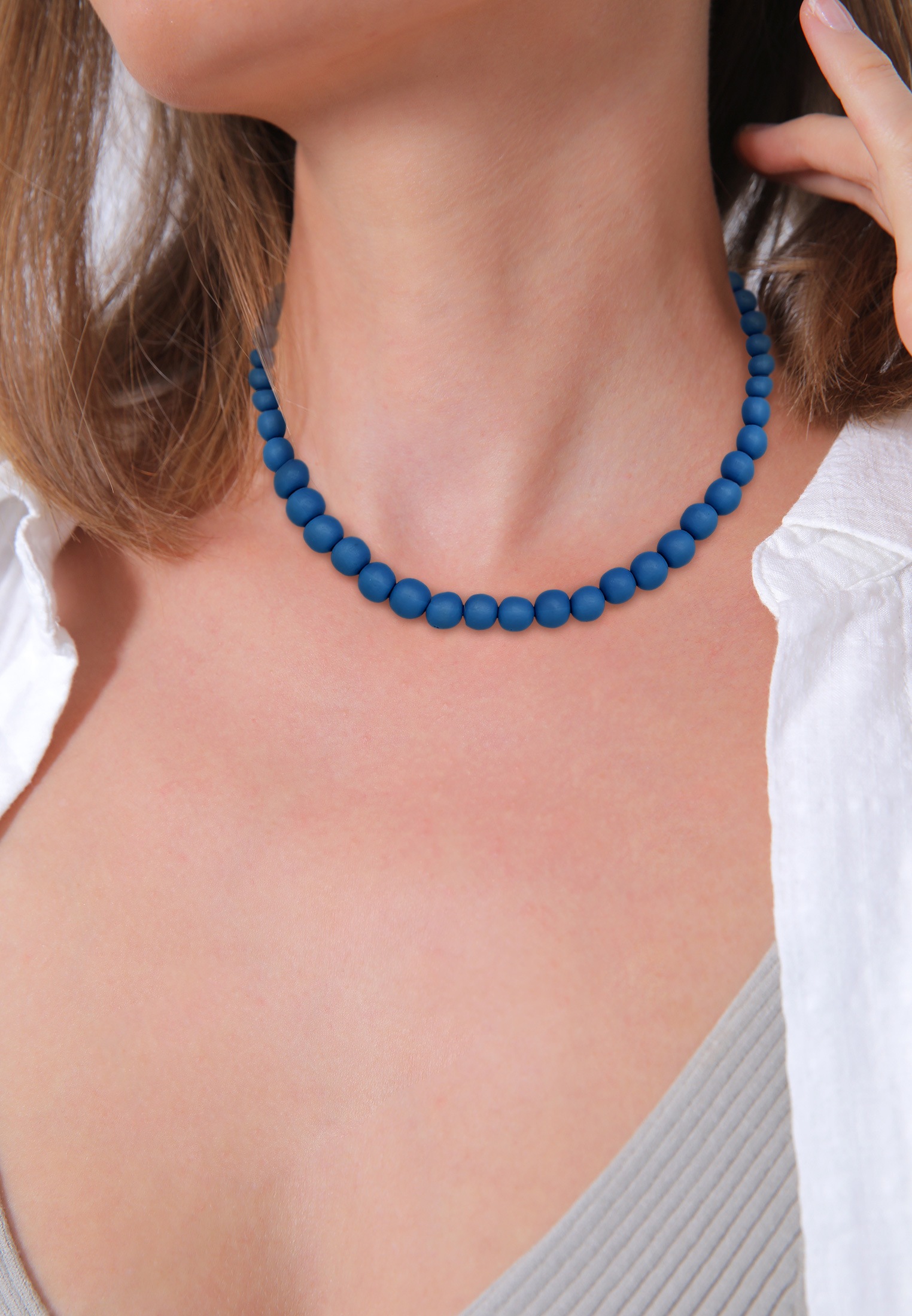 Elli Lange Kette »Halskette Harz Glas Perlen Modern 925 Silber«