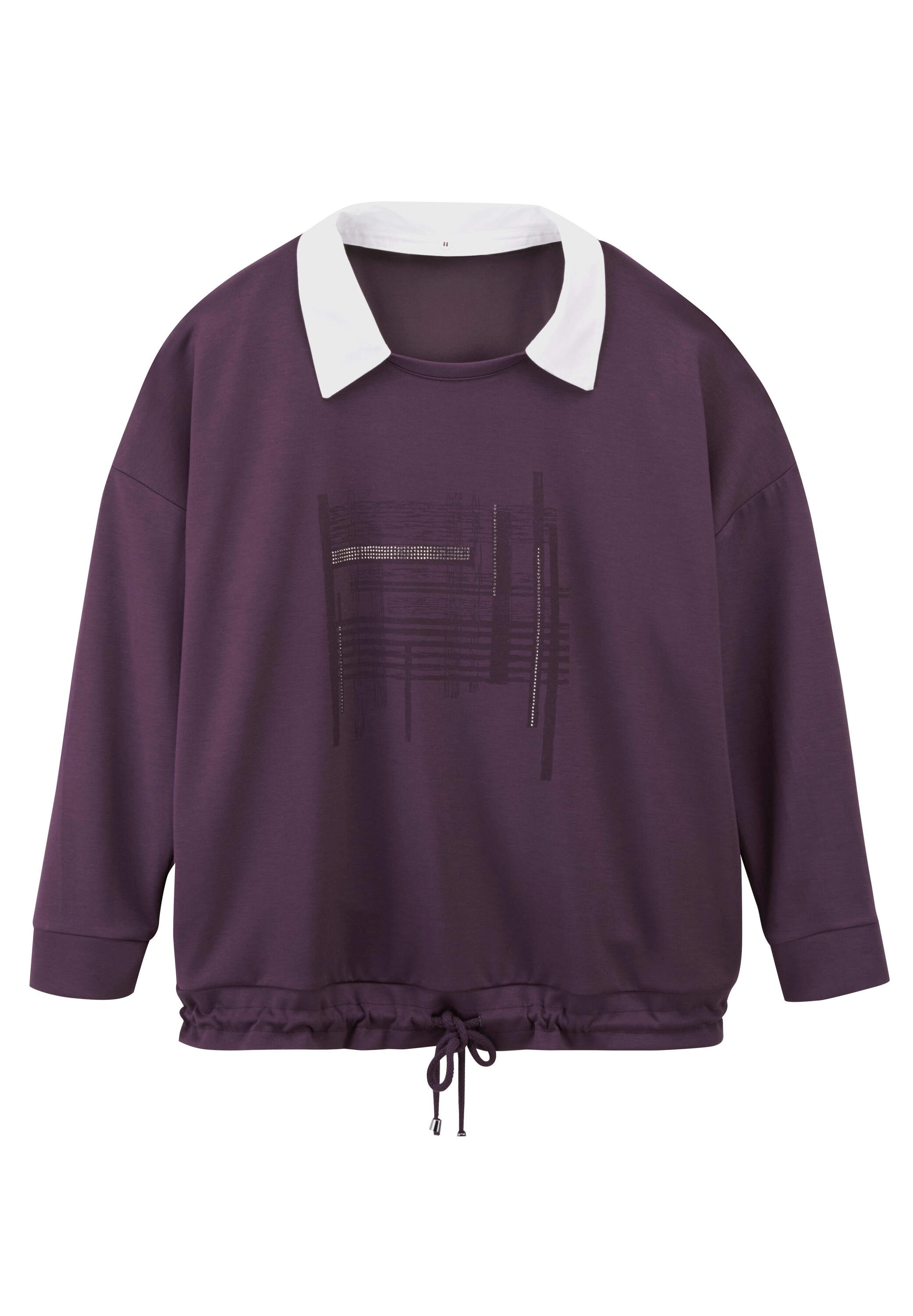 Sheego Sweatshirt »Sweatshirt Sweatshirt mit abnehmbarem Hemdkragen«
