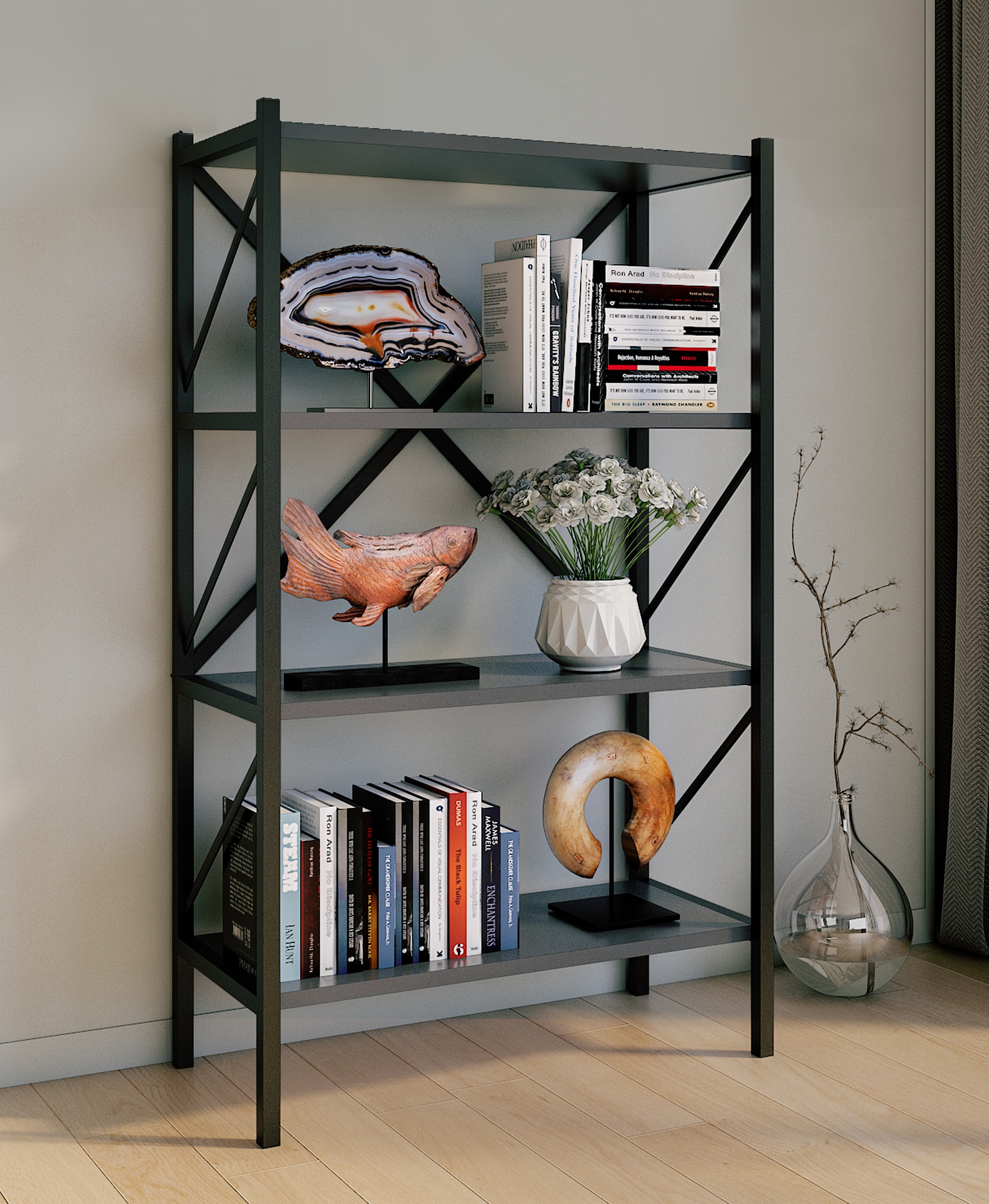 VCM Standregal »Holz Metall Stand Regal Büro Bücher Insasi 4fach«