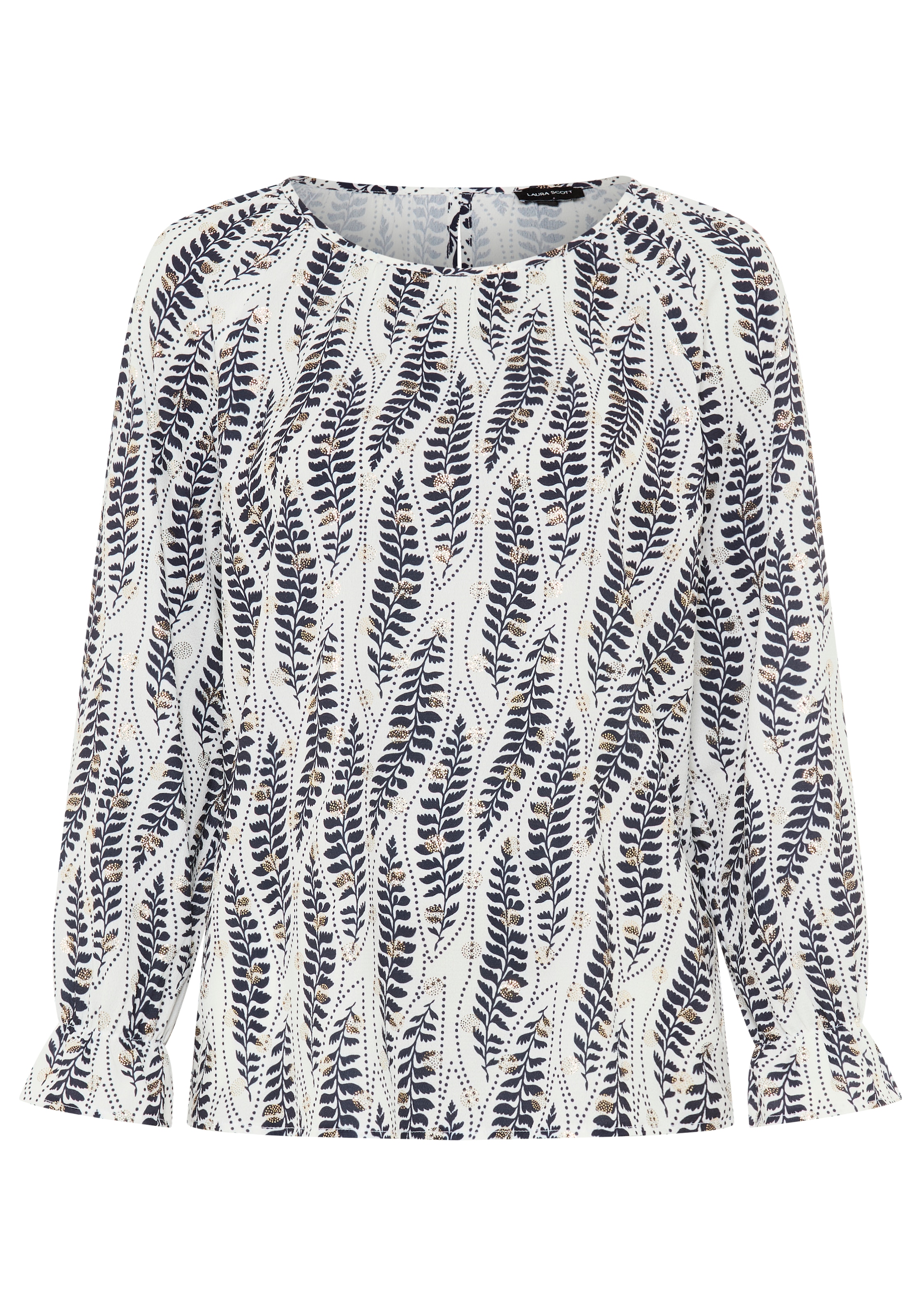 Laura Scott Schlupfbluse im femininen Look, bedruckt mit kleinen, goldfarbenen Details