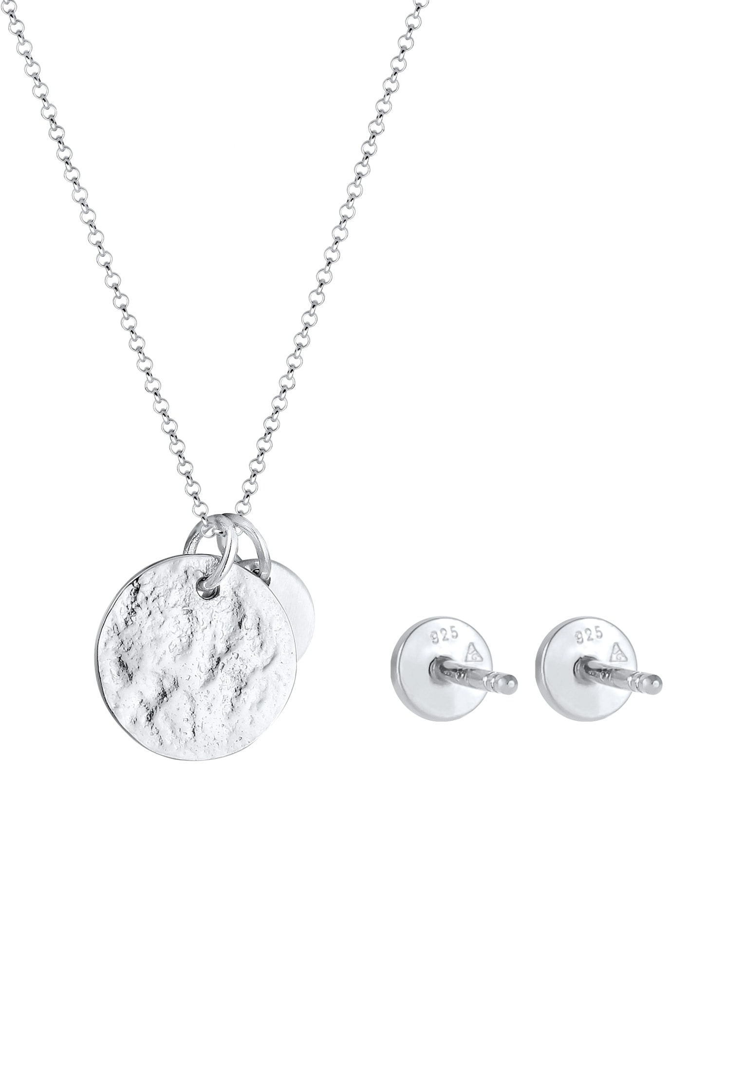 Elli Ohrring und Ketten Set »Schmuckset Plättchen Geo-Organic Halskette Ohrring 925 Silber« ()